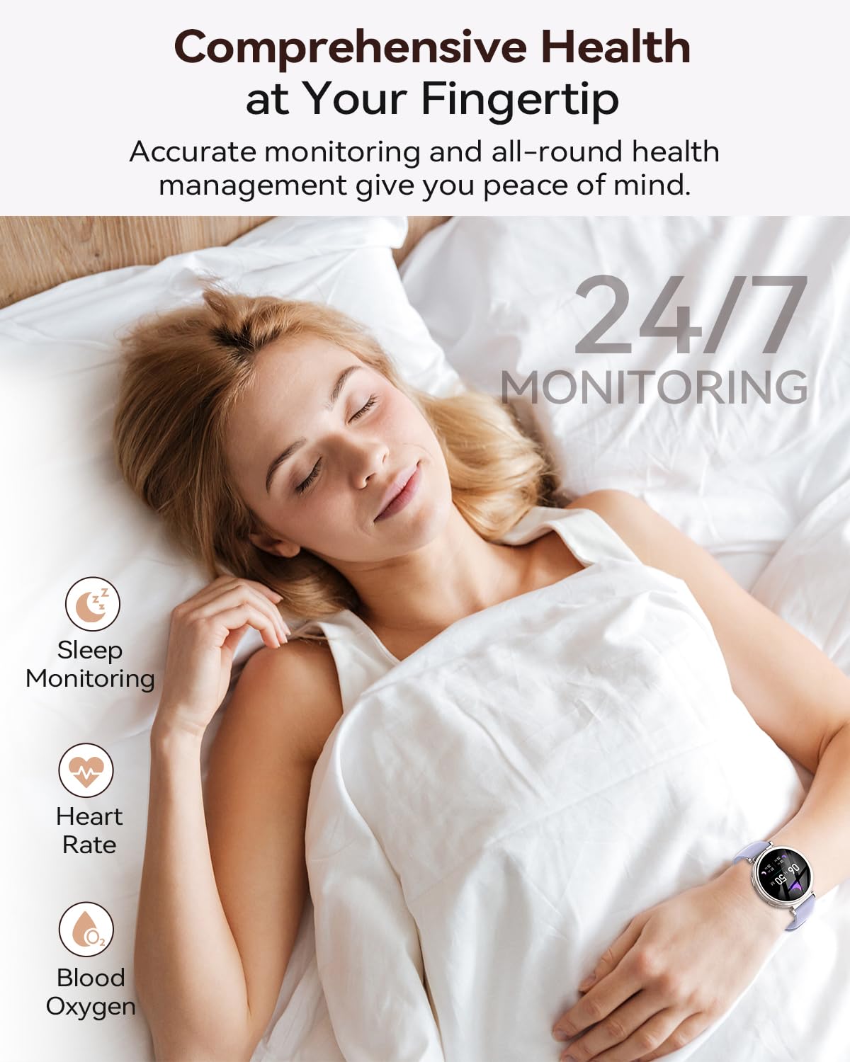 SWGOTA Smartwatch Donna con Chiamate, 1.27" Orologio Smartwatch con Fisiologia Femminile, 24H Cardiofrequenzimetro SpO2 Sonno, 120+ Sports Smart Watch Rotondo per Android iOS, Regalo Donna Argento