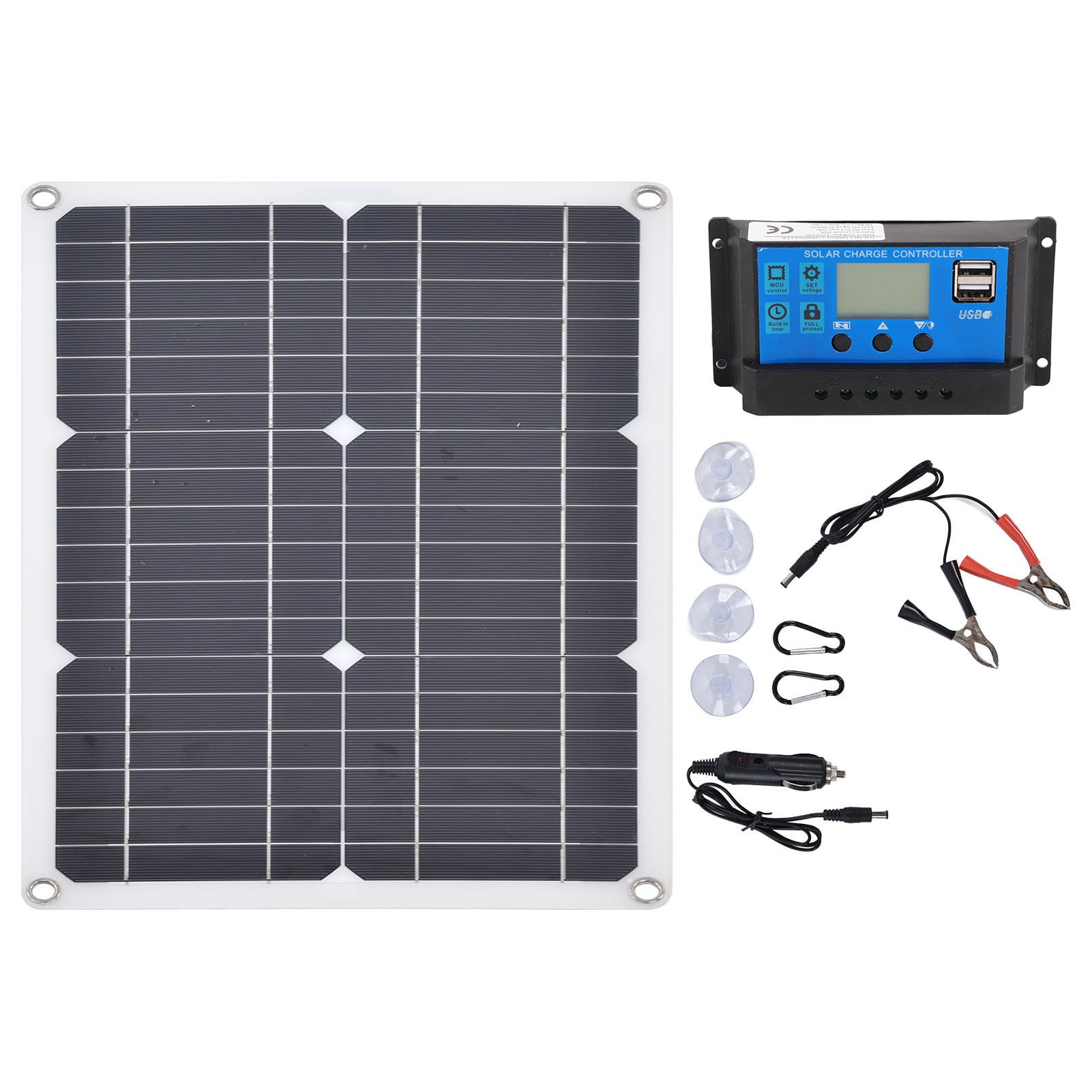 Domary Pannello Solare Monocristallino da 20 W con Doppia Uscita USB e Controller da 10 A per Serra per