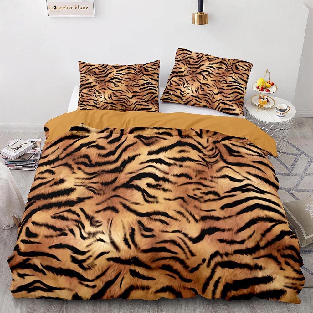 Qiwagu Wildlife Single Duvet Cover, Reversible Leopard Print Quilt Cover with Pattern, Bedding Set Soft Microfibre with Zipper Closure, Washable Comforter Cover and Pillowcase, 135x200 cm, CGD29 — image 1