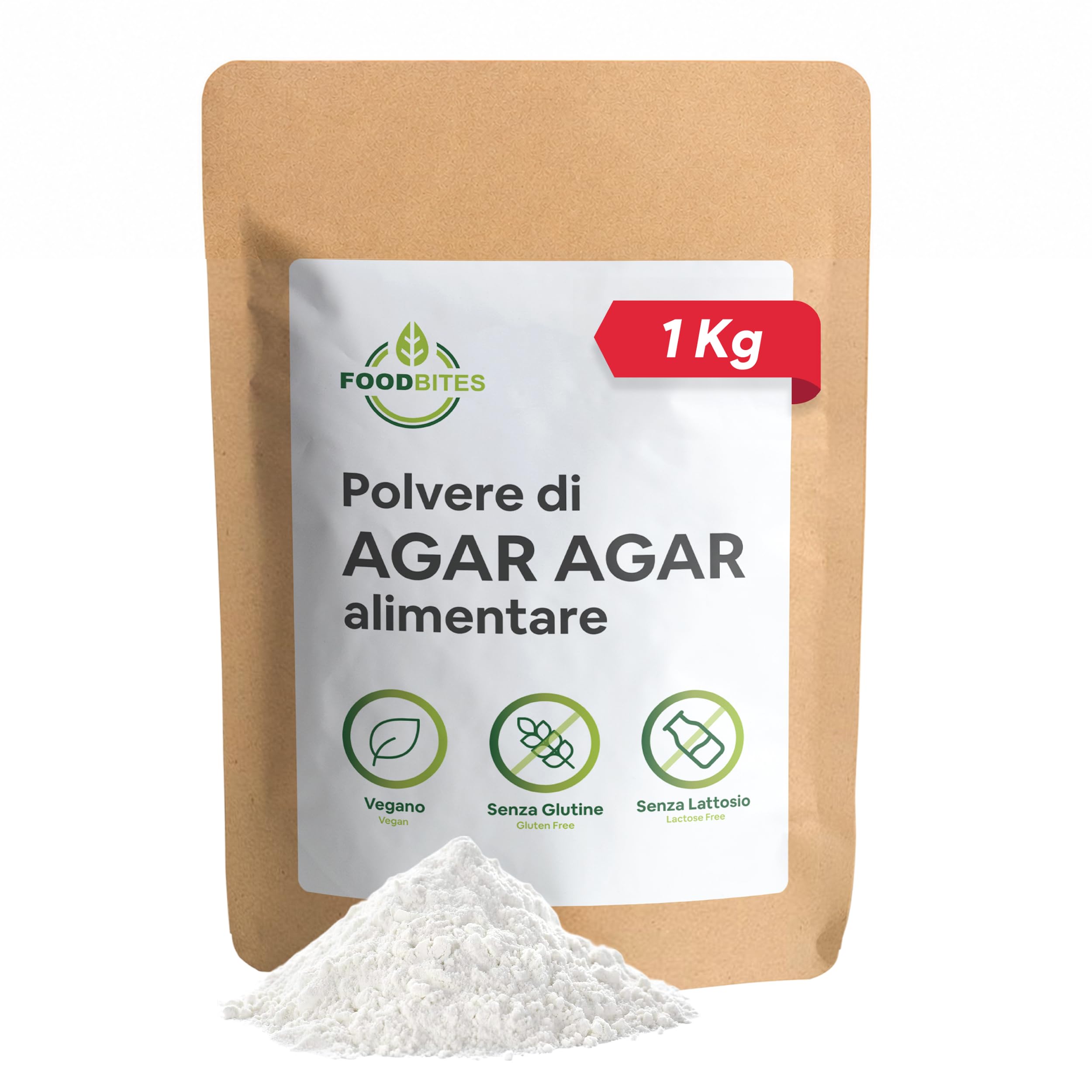 Food Bites Agar Agar Polvere Alimentare 1 Kg per Cucinare - Addensante Alimentare per Dolci, Cucina Molecolare & Mixology - Gelatina Naturale in Polvere 100% di Purezza - eBook OMAGGIO con 20 Ricette