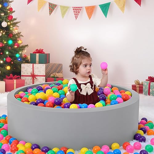 Miniatura 8 de Piscina de bolas de espuma para niños pequeños con 100 bolas, grande para bebés con esponja viscoelástica suave, corralito para bebés para
