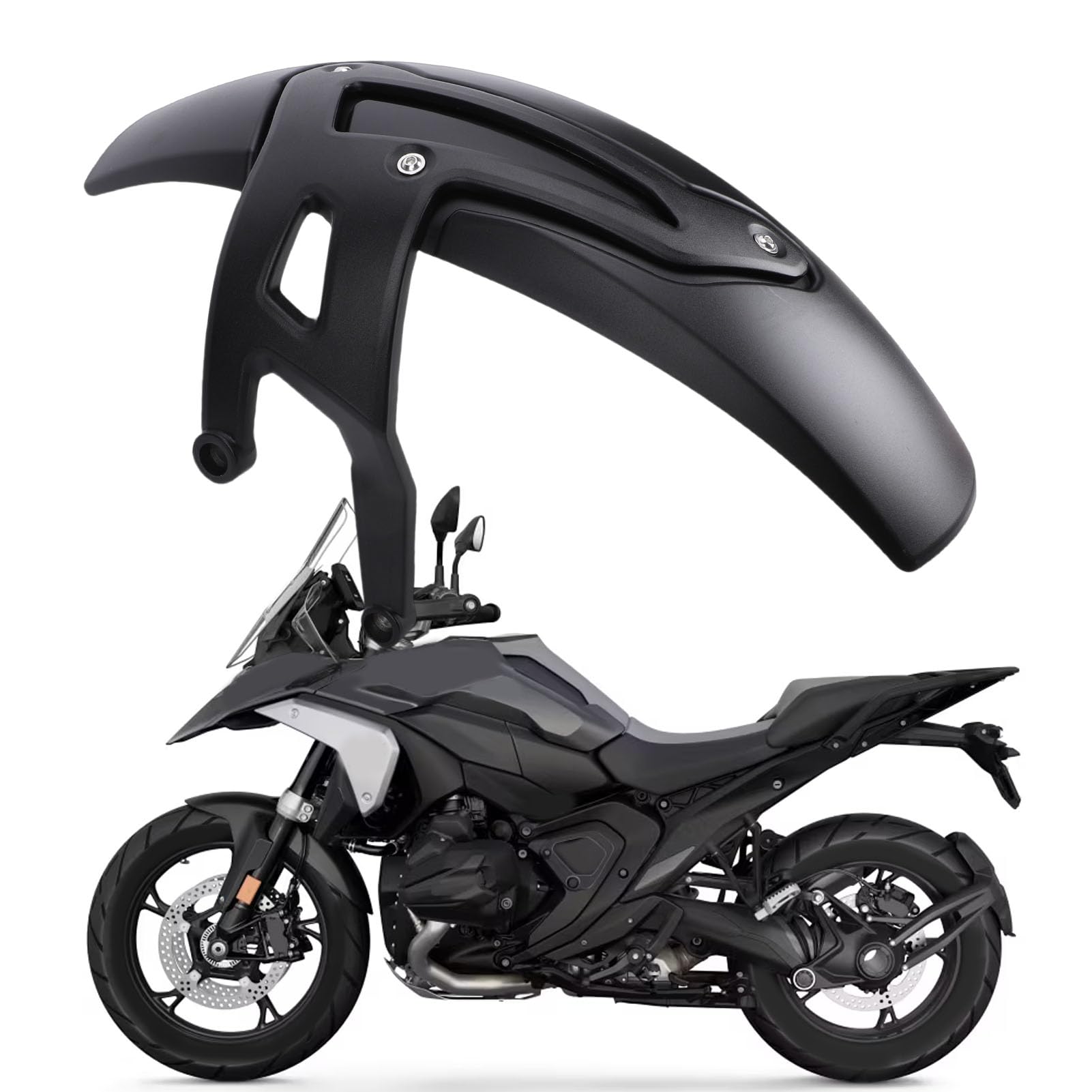 KIMISS Tylny Błotnik Motocyklowy, Osłona Przed Zachlapaniem Tylnego Koła, Czarna Tylna Osłona Ochronna, Wymiana z Czarnym Wspornikiem dla 2023+ i Adventure 2024+