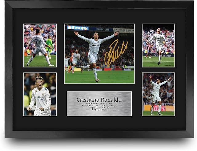 HWC Trading FR A3 Cristiano Ronaldo Real Madrid Gifts Printed Signed Autograph Picture for Football Fans and Supporters - A3 Framed