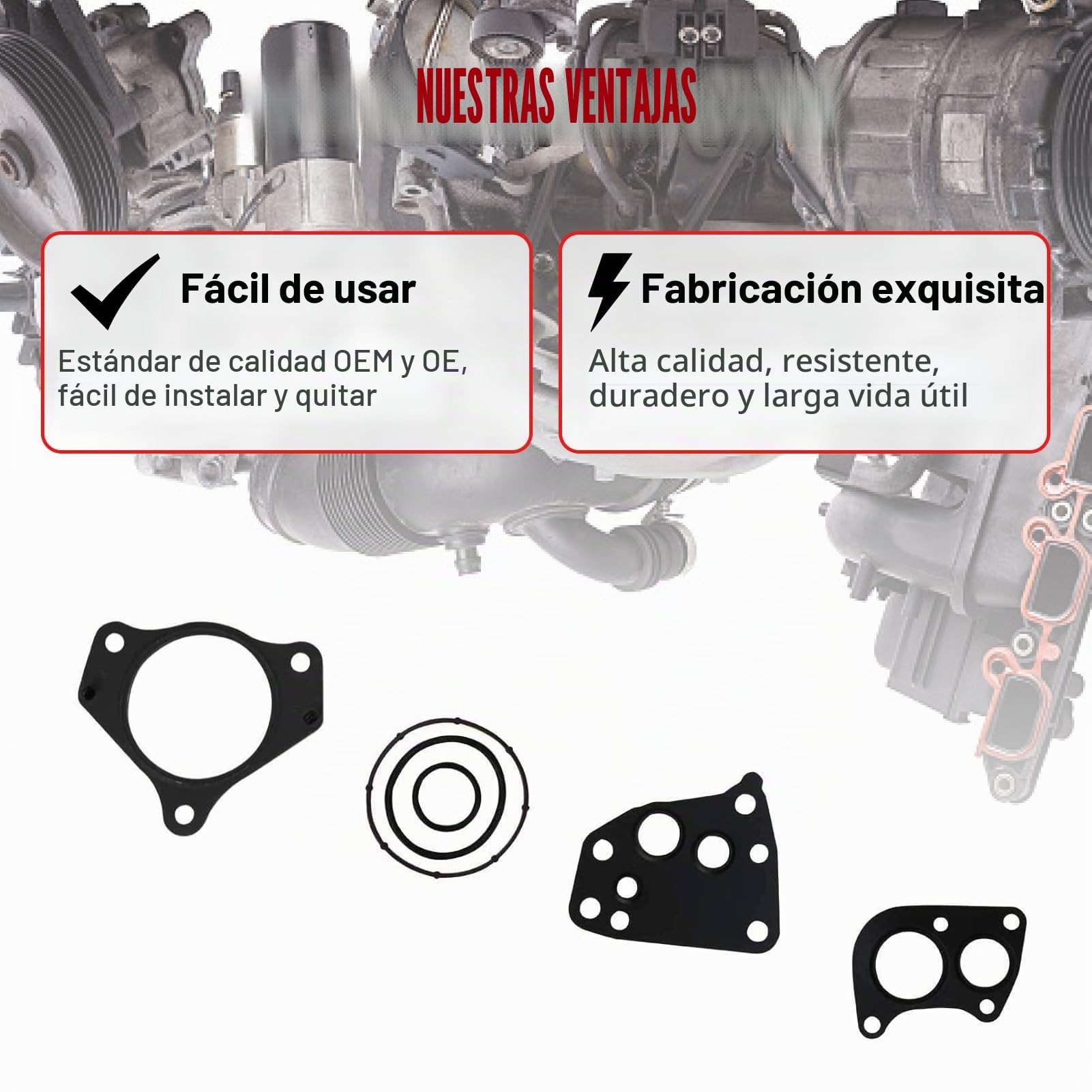 Fledart Kit de juntas radiador de aceite para motores OM642 280 320 350 CDI Sustituye 6421410580 6421420481, Kit de juntas para W203, W204, W211, C218, W639, A209, X218, W213, W461, W166, B906