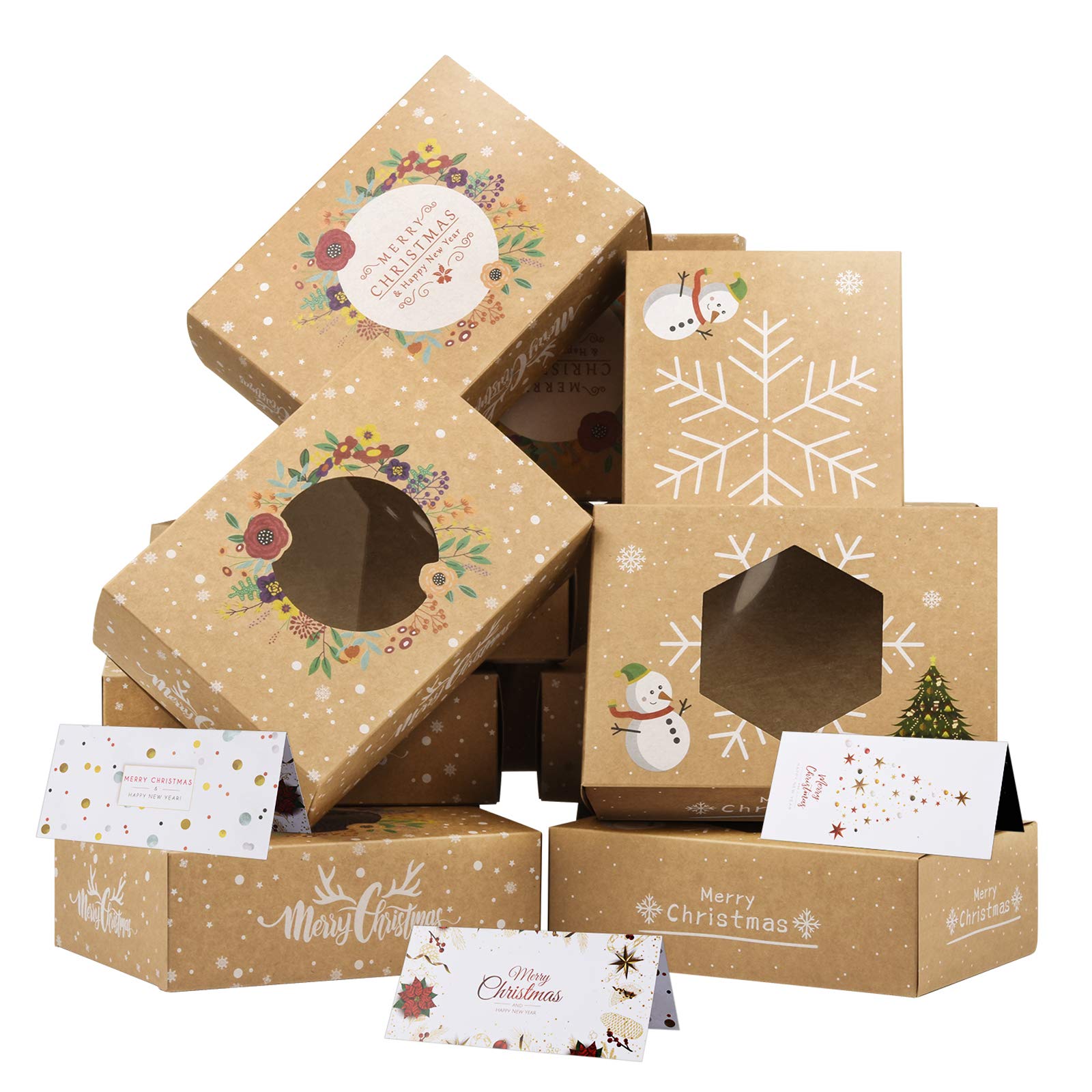 Buy Christmas Cookie Boxes , 12 Pack Bulk Kraft Paper Boxes and 12 Pack