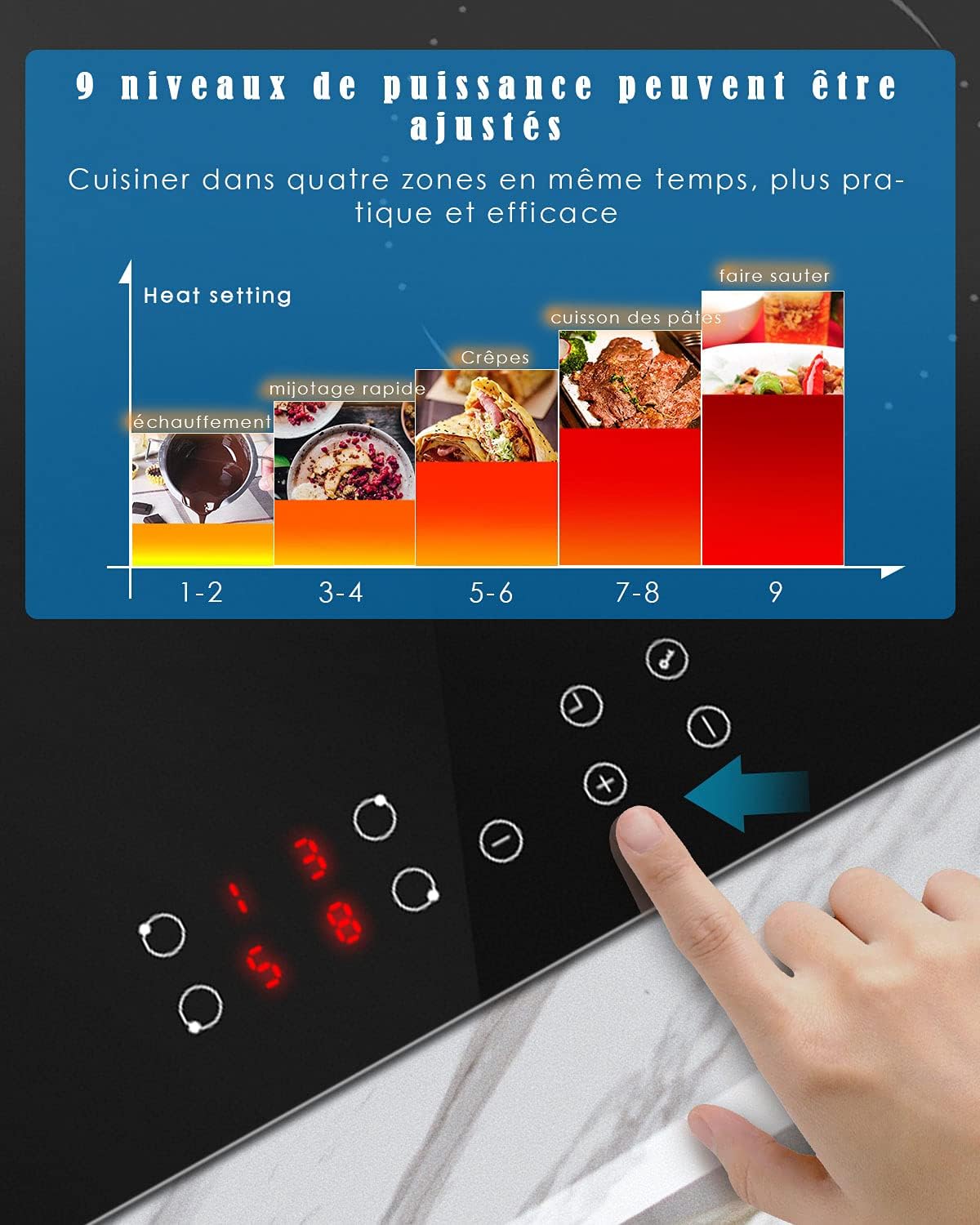 Piano cottura in vetroceramica, piastra di cottura vetroceramica 4 fuochi,piano cottura elettrico in vetroceramica 6000W,9 livelli di potenza,blocco di sicurezza,nessuna spina inclusa, incasso, Hobsir Piano cottura in vetroceramica, piastra di cottura vetroceramica 4 fuochi,piano cottura elettrico in vetroceramica 6000W,9 livelli di potenza,blocco di sicurezza,nessuna spina inclusa, incasso, Hobsir