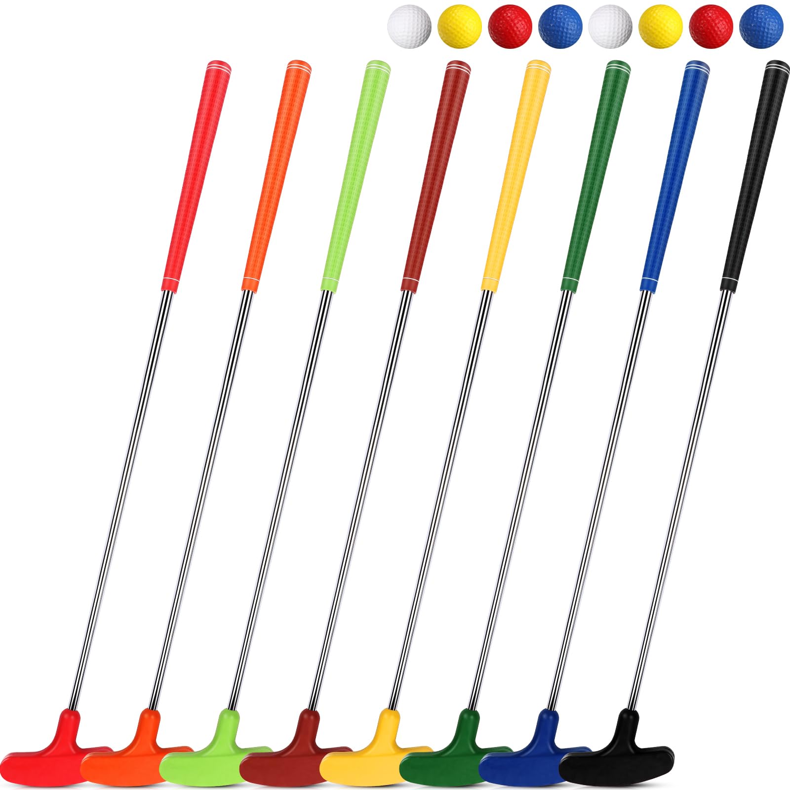 Hiboom Confezione da 8 putter da golf junior per mancini e destrorsi con 8 palline da golf per allenamento per età 9-12 13-15 anni adolescenti adulti (73 cm)