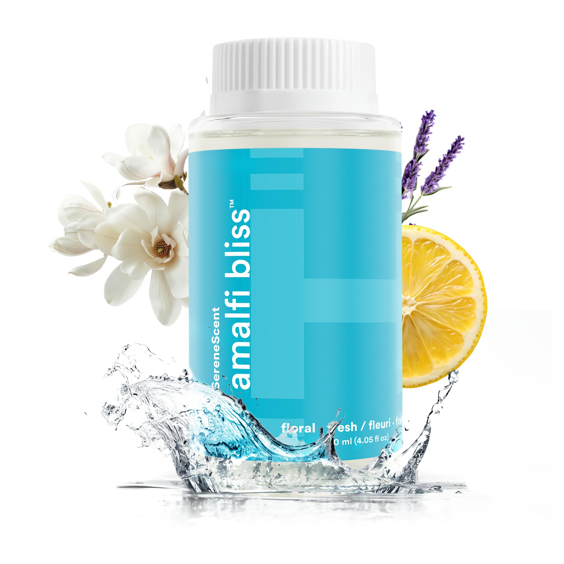 Homedics SereneScent Amalfi Bliss, Floral & Fresh Home Fragrance Oil, 120 ml, for use with Homedics SereneScent Waterless Diffuser (ARMH-970/973), Clean & Natural, up to 100% USDA Biobased