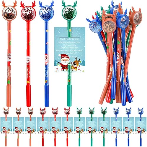 Gueevin 48 bolígrafos de Navidad de Papá Noel, tarjetas inspiradoras a granel e inspiradoras, regalos de Navidad para estudiantes de profesores,