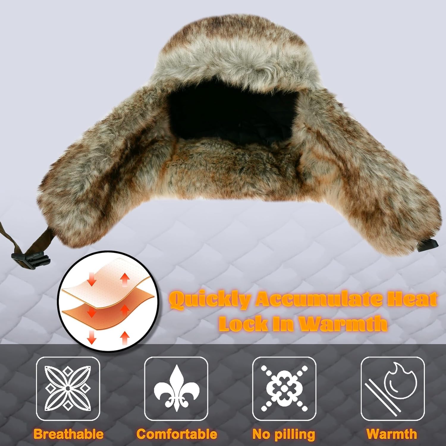 Unisex Winter Trapper Hat Cold Proof Keep Warm Hat with Ear Flaps for Hunting Skiing Trooper Winter Outdoor Activities - Image 2