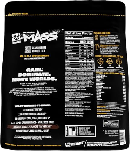 Vista 45 de Mutante premio ganador de peso Gainer con 10 suero, caseína y mezcla de proteína de huevo en Gourmet deliciosos sabores - Chocolate Fudge Brownie