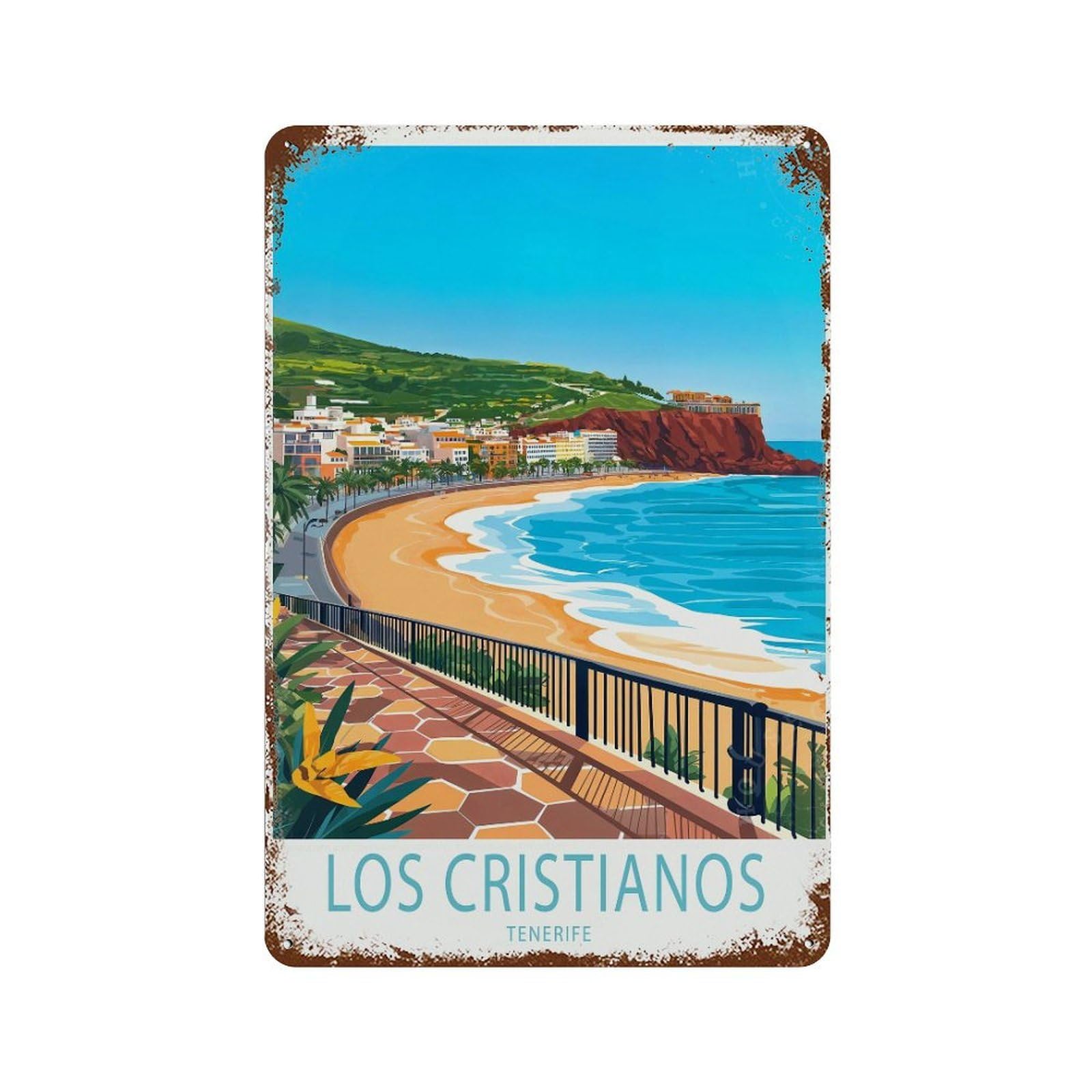xiaoxiaoshen Los Cristianos Tenerife Travel Wall Decor Art Metal Tin Poster Modern Home Decor Art Home Bar Shop Decorations Vintage Sign 30x20cm