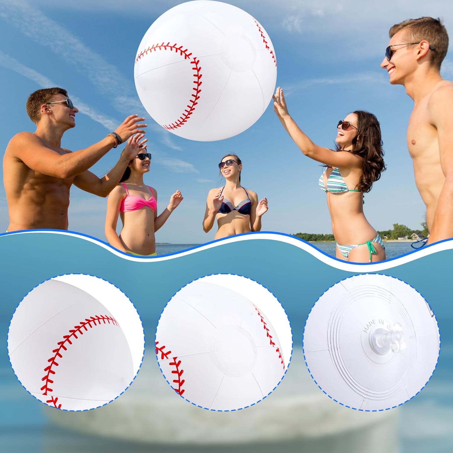 40 Inches Giant Inflatable Basketball Footballs Baseball Volleyball Large Inflatable Beach Ball Sports Pool Ball for Outdoor Activity Summer Sports