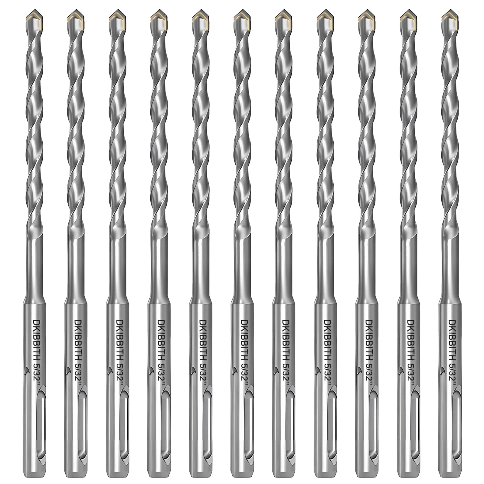 10-Piece 5/32" SDS Plus Drill Bits Rotary Hammer Drill Bit Set, Carbide Tipped for Drilling Concrete Cement Porcelain Tiles Ceramic Pots Stone Brick,
