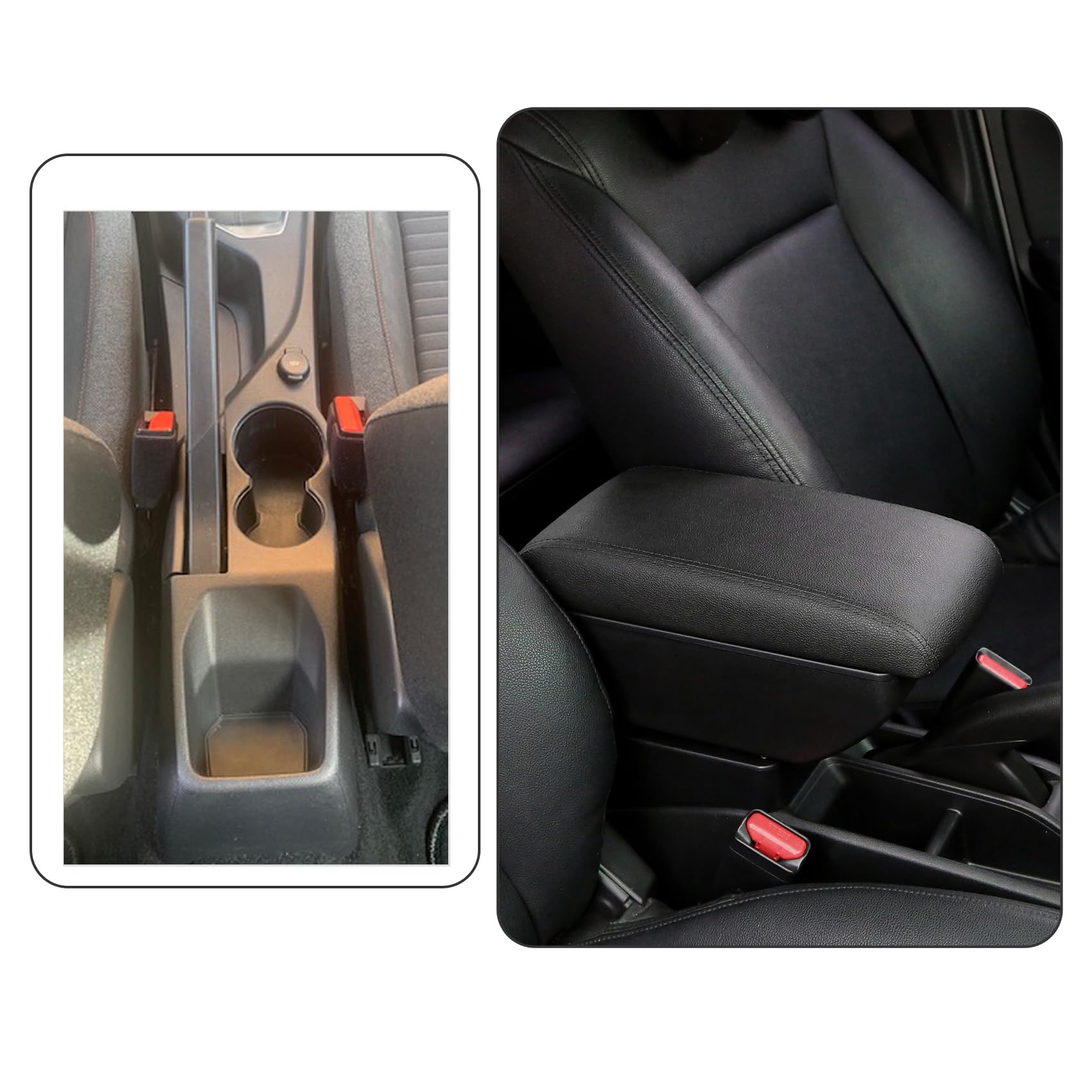 YJYWZH für Peugeot 2008/208 2019-2024 Armlehne Doppelschicht Mittelkonsole Aufbewahrungsbox Armauflage Mittelarmlehne Schwarz