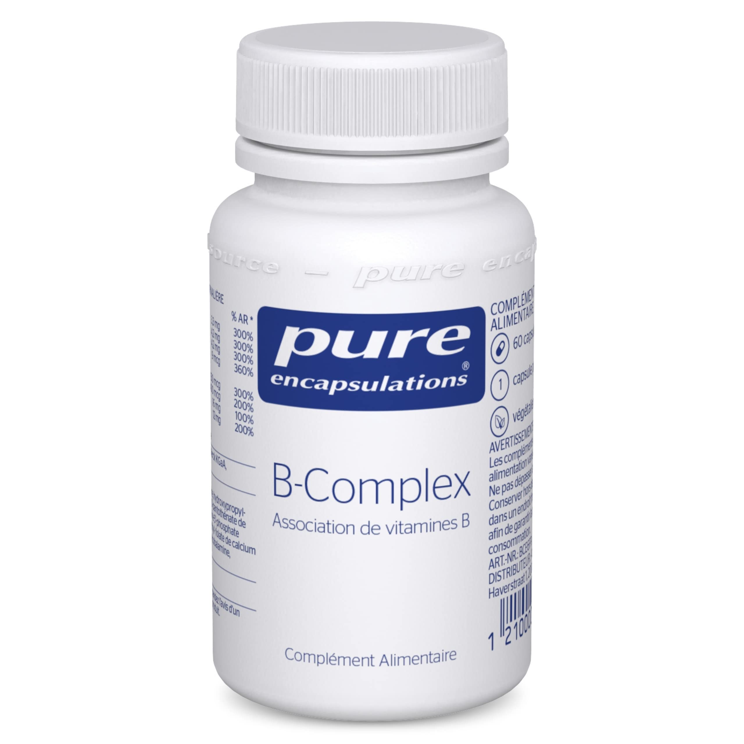 Pure Encapsulations - B-Complex - Association de 8 Vitamines B Hautement Assimilables - Contribue à Un Métabolisme Énergétique Normal - 60 Gélules Véganes