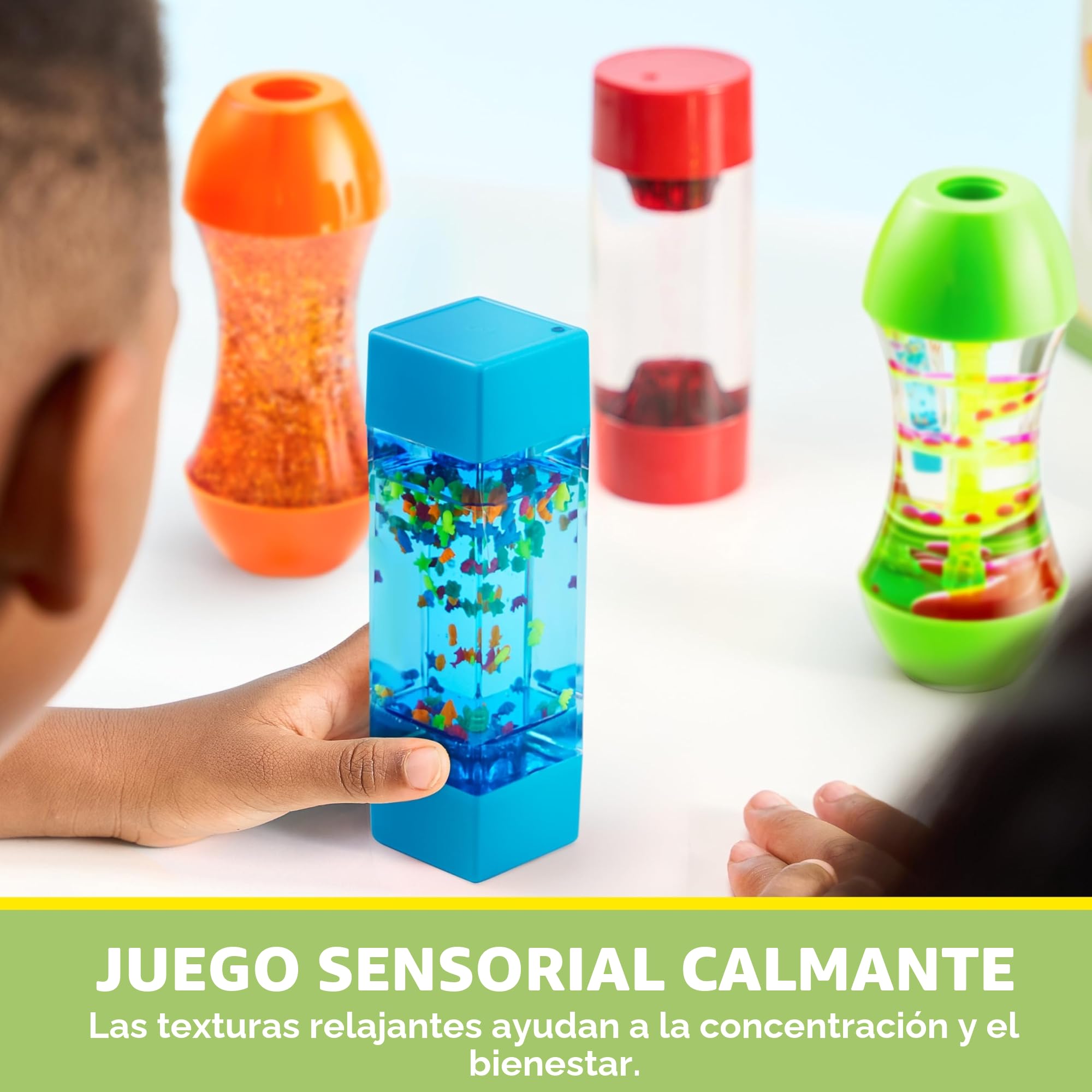 JOYIN 4 Tubos antiestrés, Juguetes sensoriales de descompresión Intelectual, Gotas Coloridas y Forma cómoda, recursos de Aprendizaje Emocional para niños para concentrarse y calmar 3+