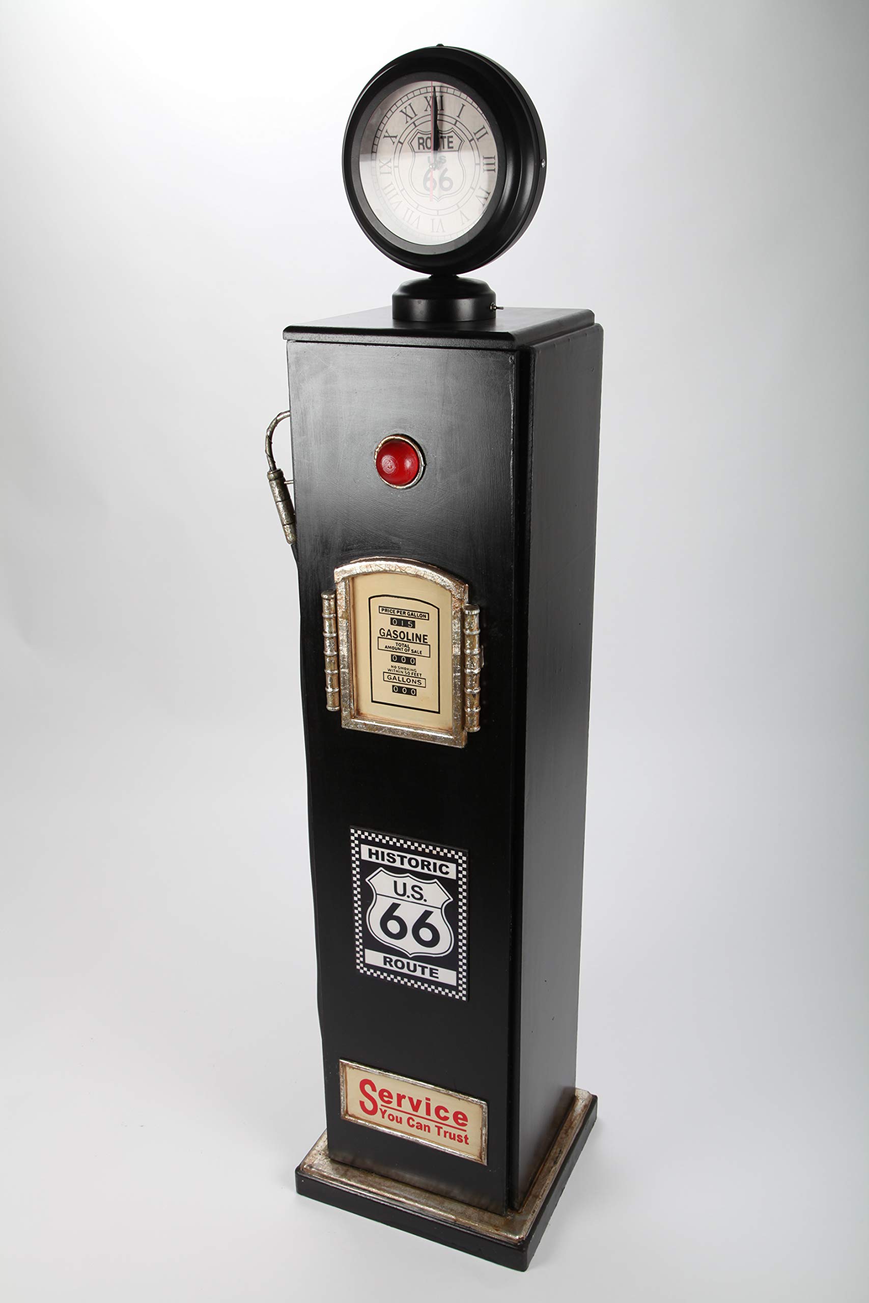 Design-Schrank Zapfsäule mit Uhr + Licht, Retro, schwarz, 150cm