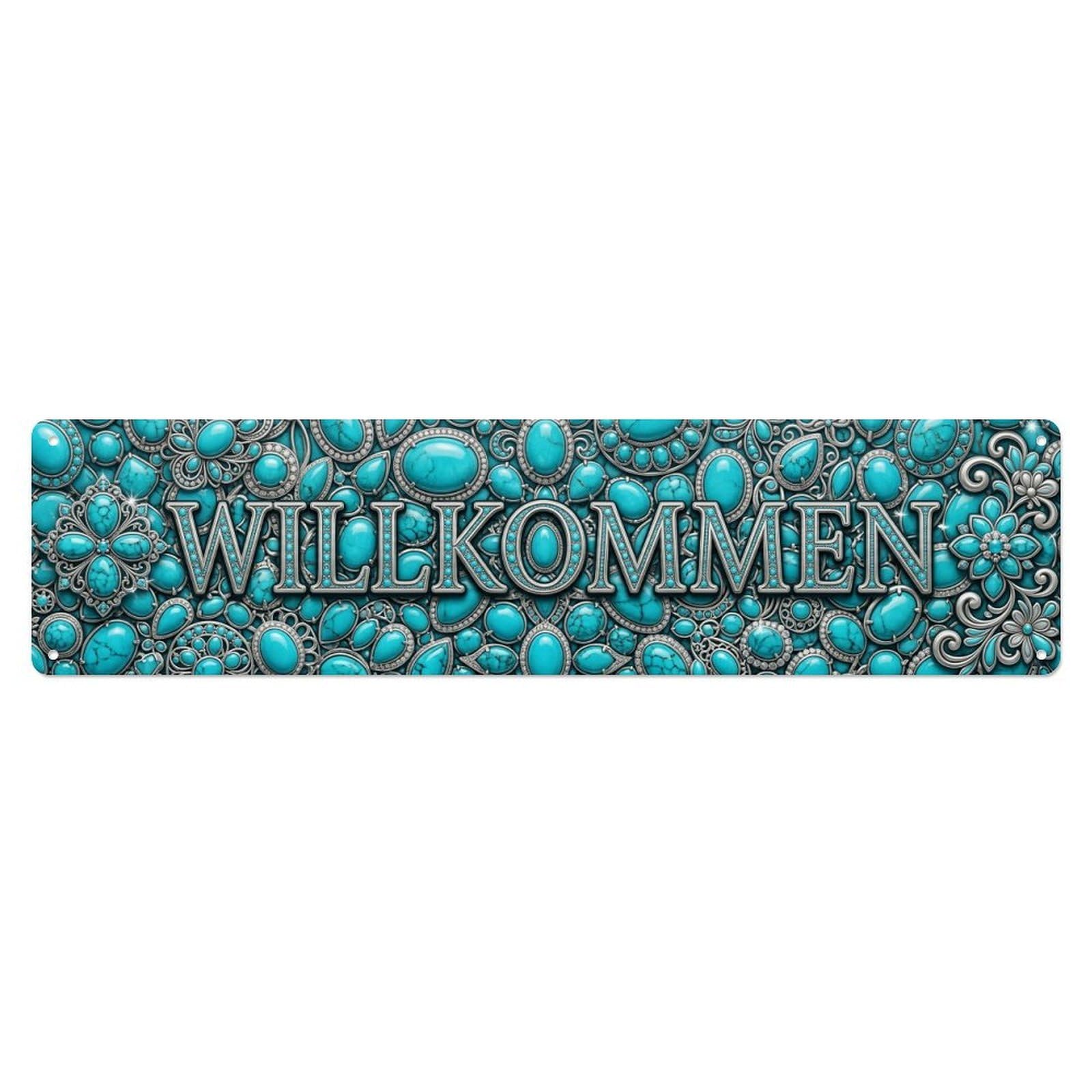Turquoise Gemstone Jewelry Luxury Welcome Metal Tin Sign