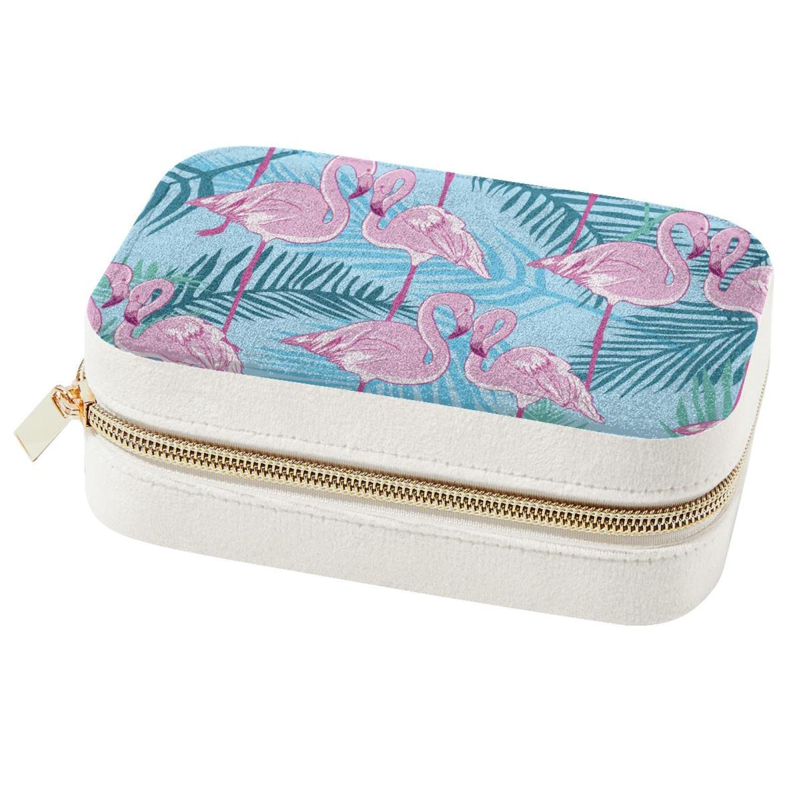 Boîte à bijoux de voyage motif flamant rose boîtes de rangement