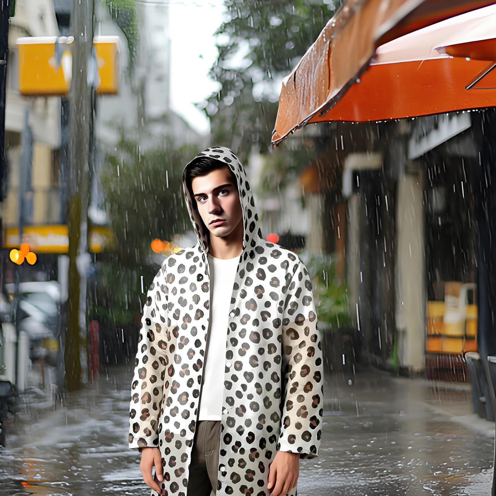 2 Stück Regenponcho, Regenjacke Damen Wasserdicht, Regenjacke Herren Leopardmuster Durchsichtiger Regenponcho, Regen Zubehör Für Wandern Radfahren Camping Reisen