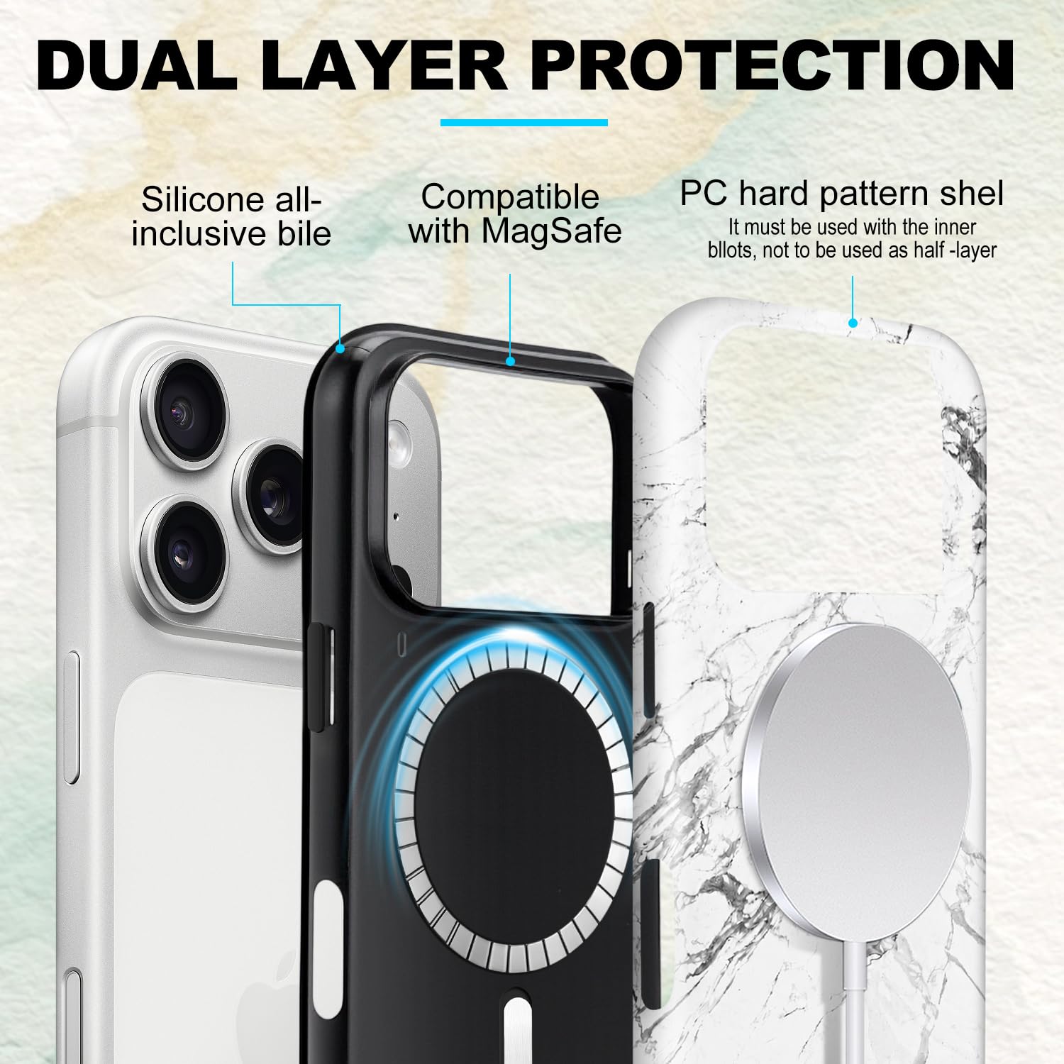 Funda magnética para iPhone 17 Pro Max, diseño de cruz cristiana de mármol blanco, a prueba de golpes, delgada, suave, poliuretano termoplástico y policarbonato duro, compatible con MagSafe, regalo