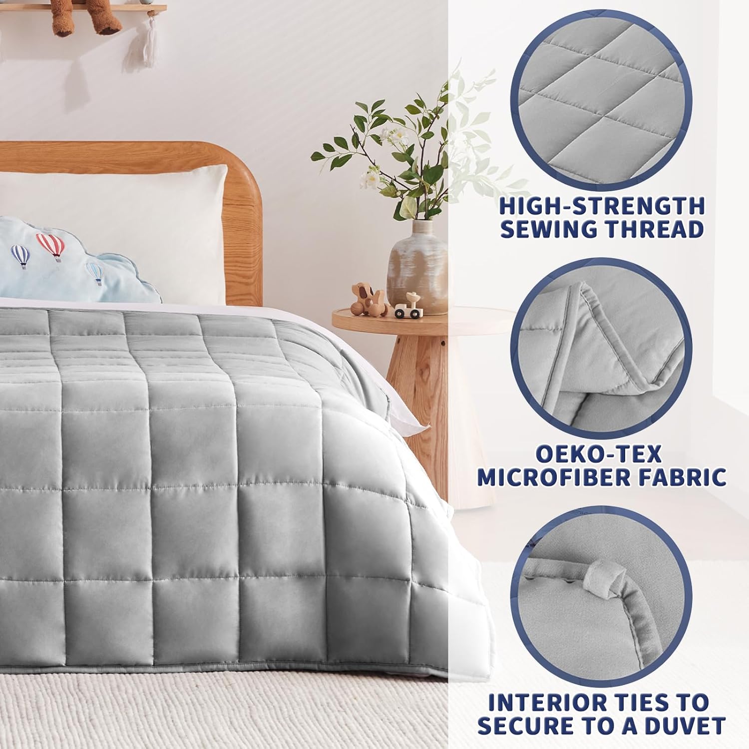 Weighted Blanket Kids (36"x48" 5lbs),Ultra Soft and Cozy Cooling Weighted Blanket Kids,Heavy Blanket with Machine Washable Soft Blanket, Stone Grey - Image 3