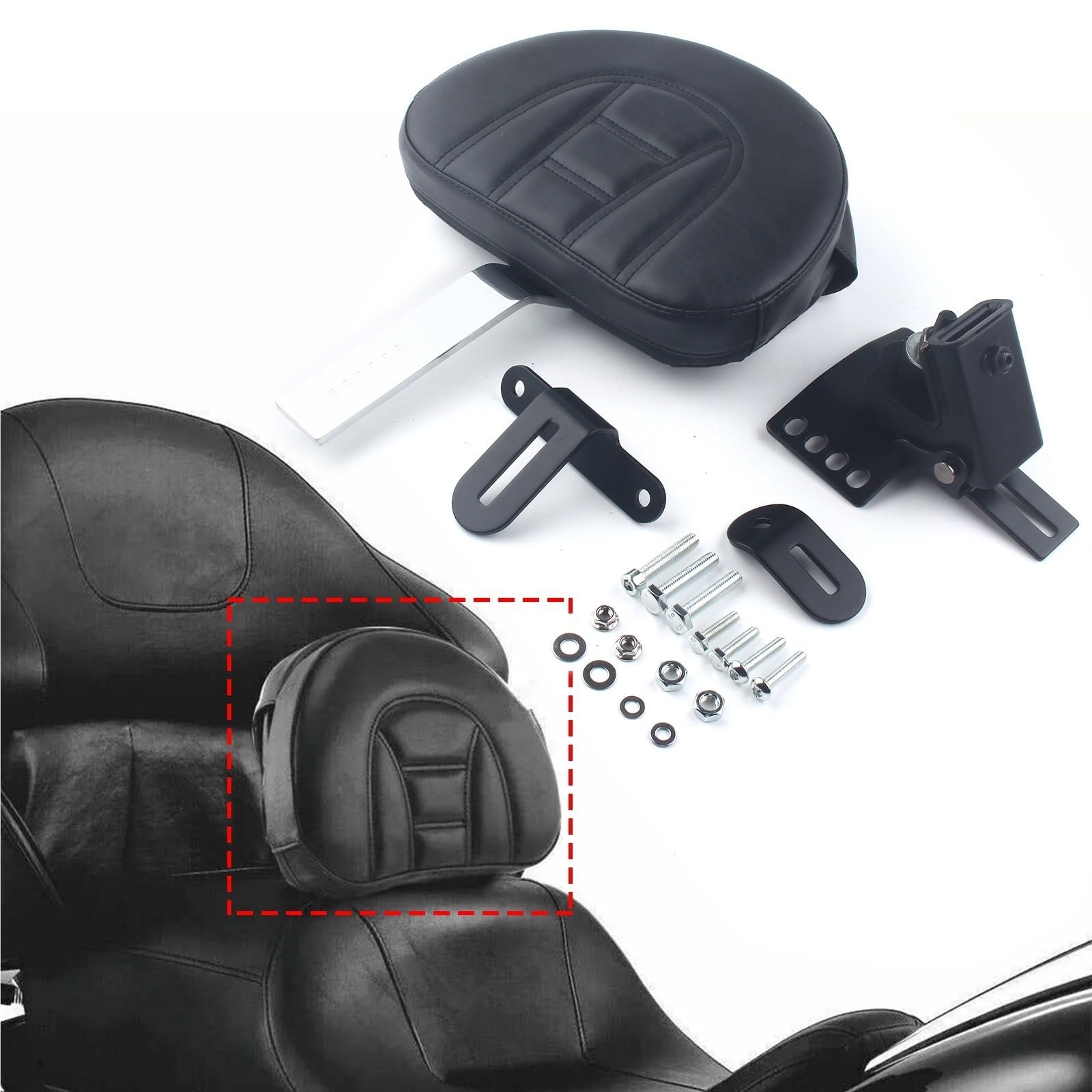 Poduszka Kufer Motocyklowy Pasuje do Harley Touring 1988-2020 Zestaw regulowanego oparcia kierowcy typu plug-in podpórki pod plecy