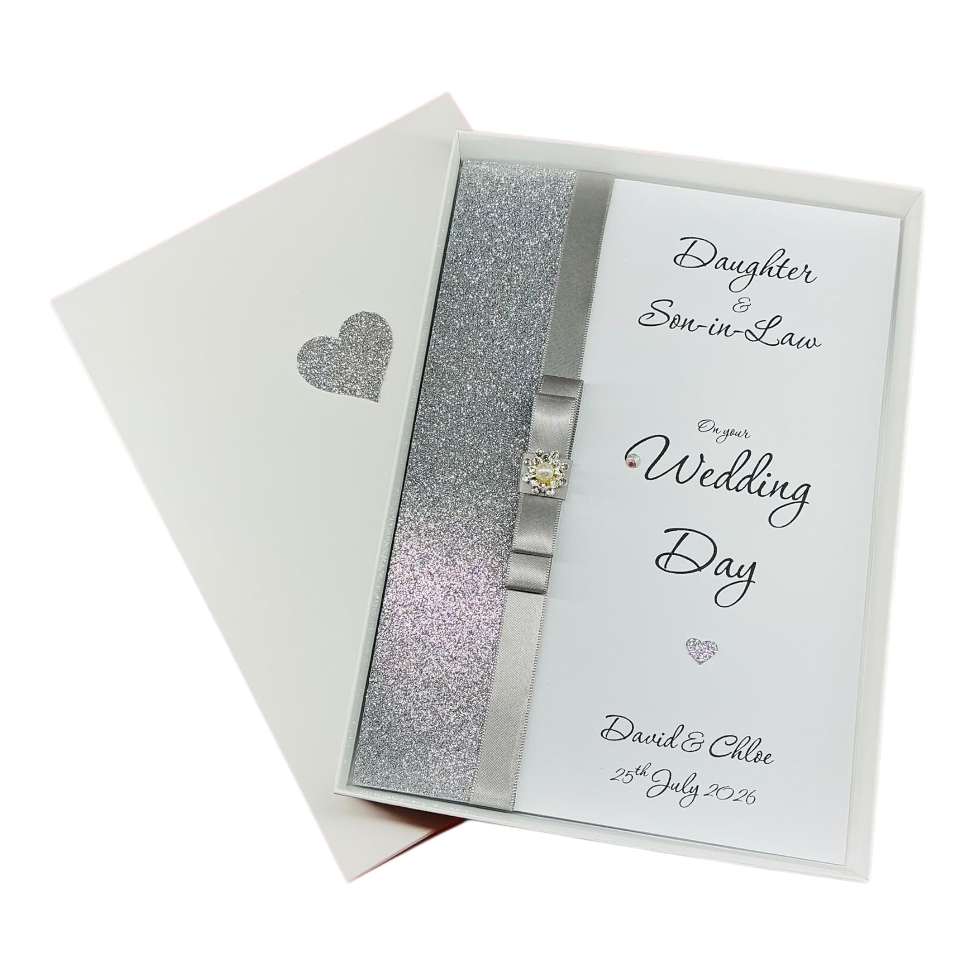 Daughter & Son-in-Law Wedding Day Card - Personalised Greeting Card, Congratulations Gift - A5 Card - Various Designs to Choose (Luxury Bow - Daughter & SIL)