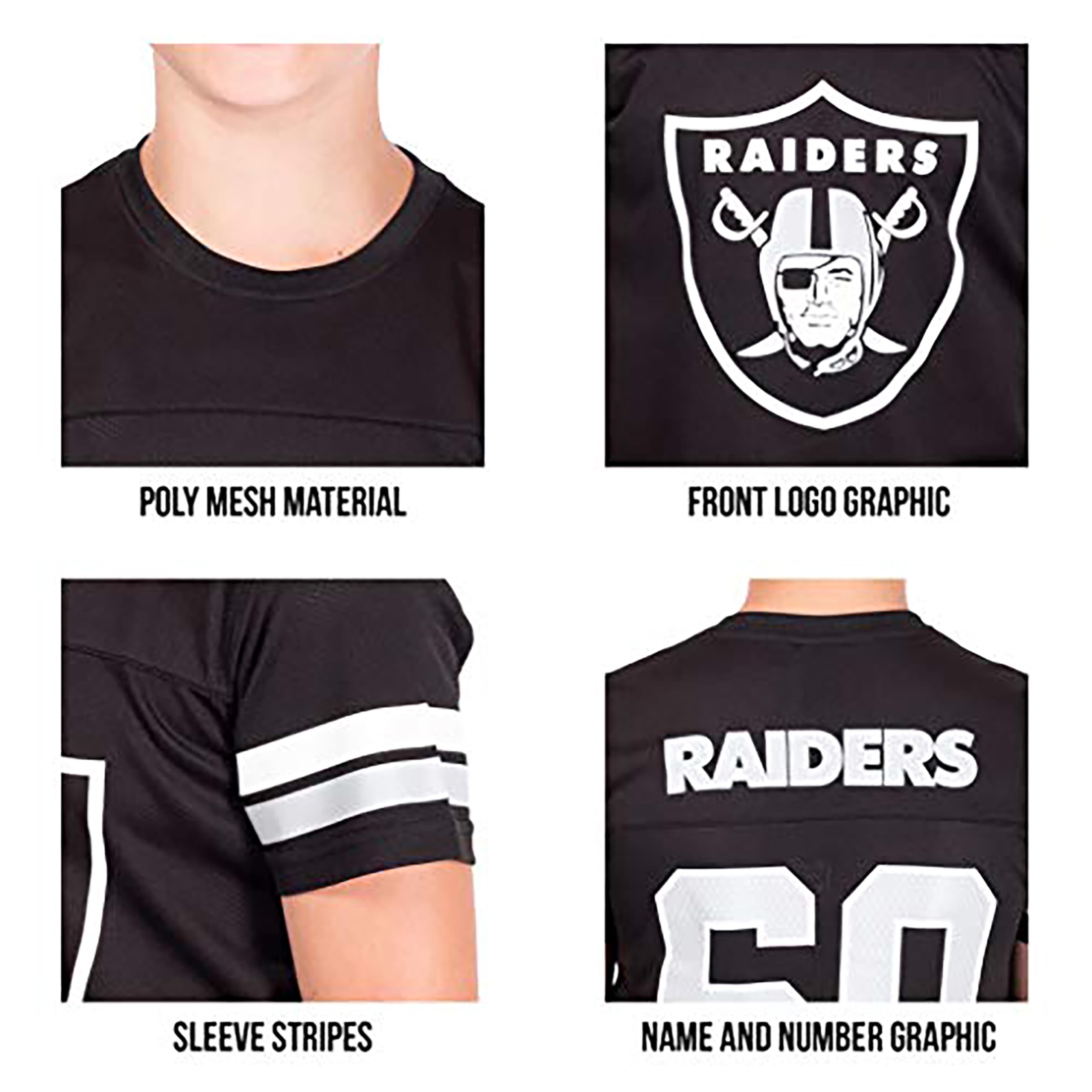 Ultra Game NFL Oakland Raiders Boys Mesh Vintage Jersey Tee Shirt