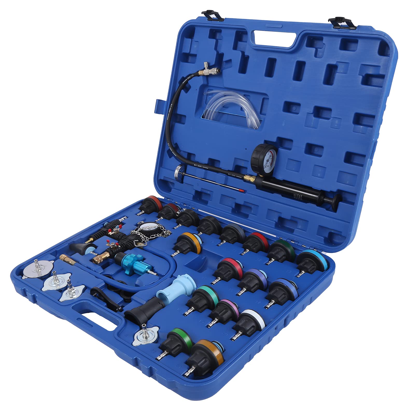 Kit de comprobador de presión de radiador de 33 piezas con detector de refrigeración universal para motocicletas automotrices