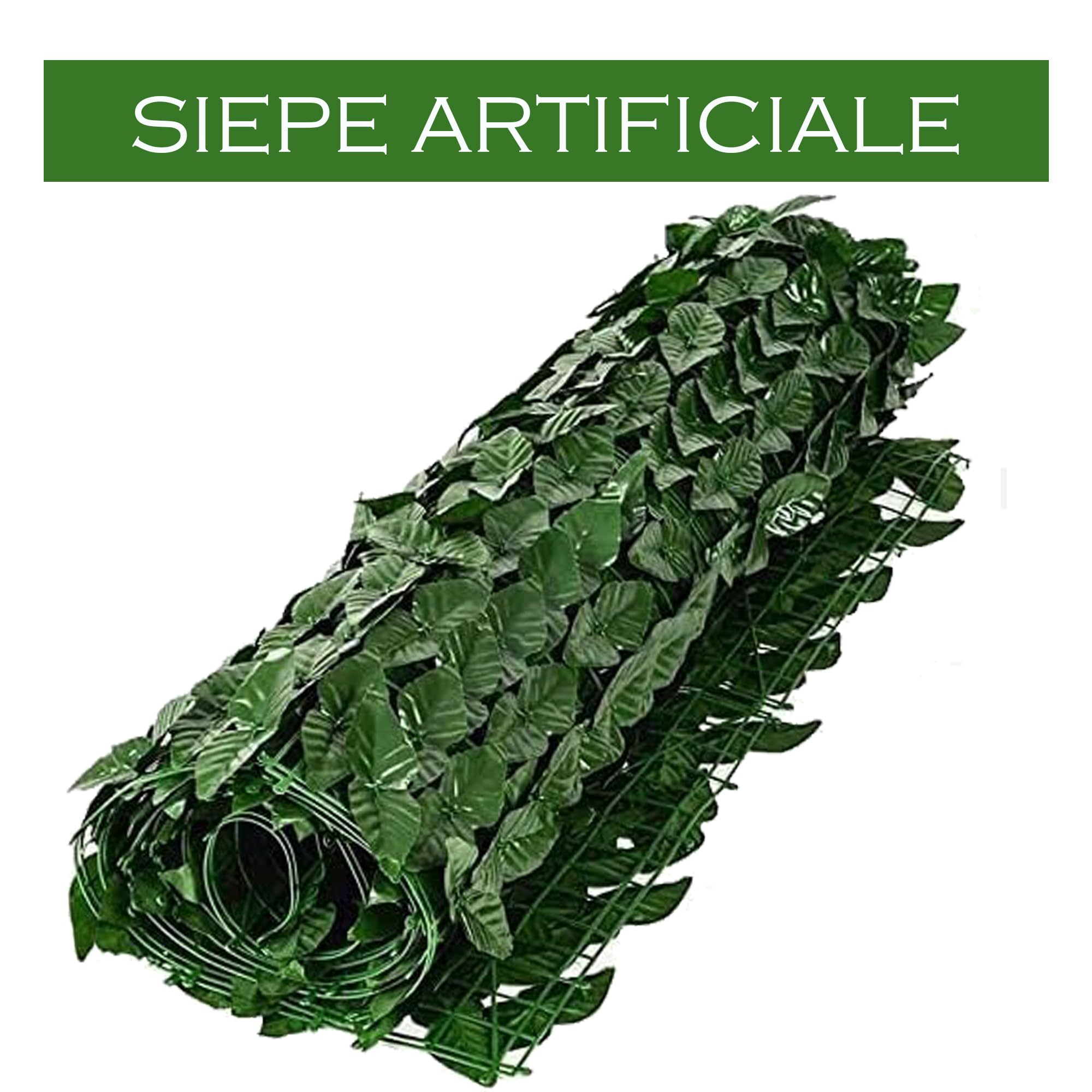 Home Tresor Siepe Finta Artificiale Rotolo Rete Frangivista Sintetica Ornamentale Verde 1,5 x 3 mt Foglie Edera Balcone Terrazzo Giardino Coprente - 150x300 cm