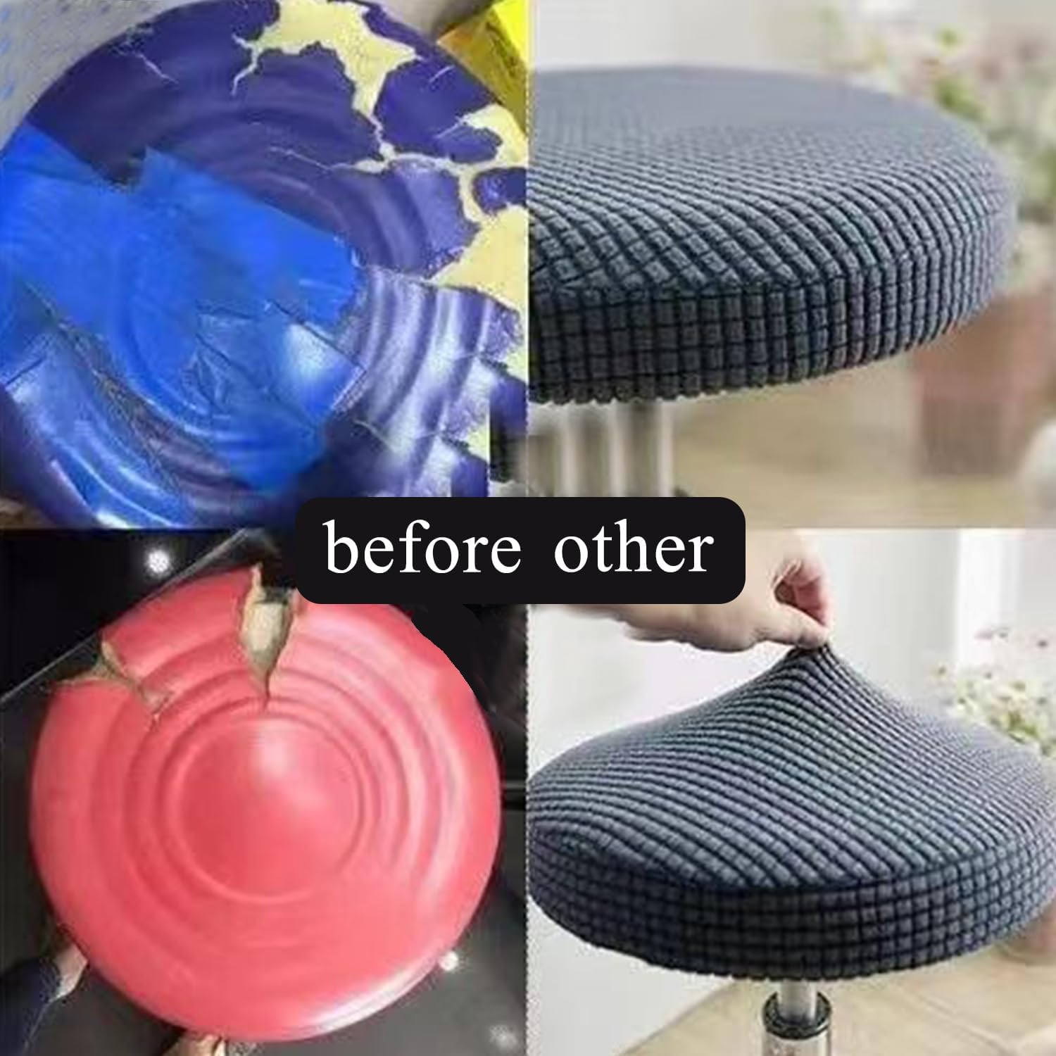 Greena,M*2pcs, Round Bar Stool Cover 1/2Pcs Dustproof Stool Slipcover Stool Cushion Soft High Elasticity Fabric Seat Covers with Elastic Band for Bar Stool/Round Cushion Washable