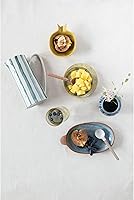 Vista 5 de Creative Co-Op Plato de gres con mango y borde marrón, esmalte reactivo