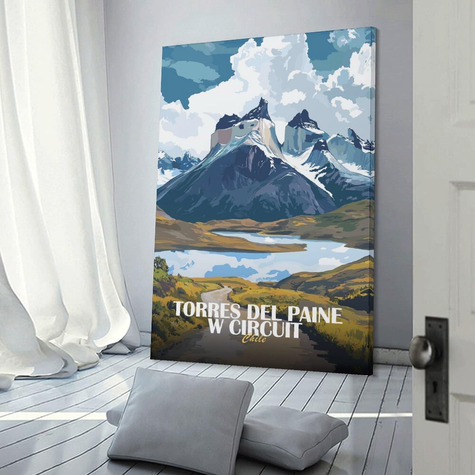 Junmoney Torres Del Paine W Circuit Chile Hanging Wall Art, 20x30inch(50x75cm), for Gallery Wall Decor And Room Displays, Home Wall Art for Statement Displays