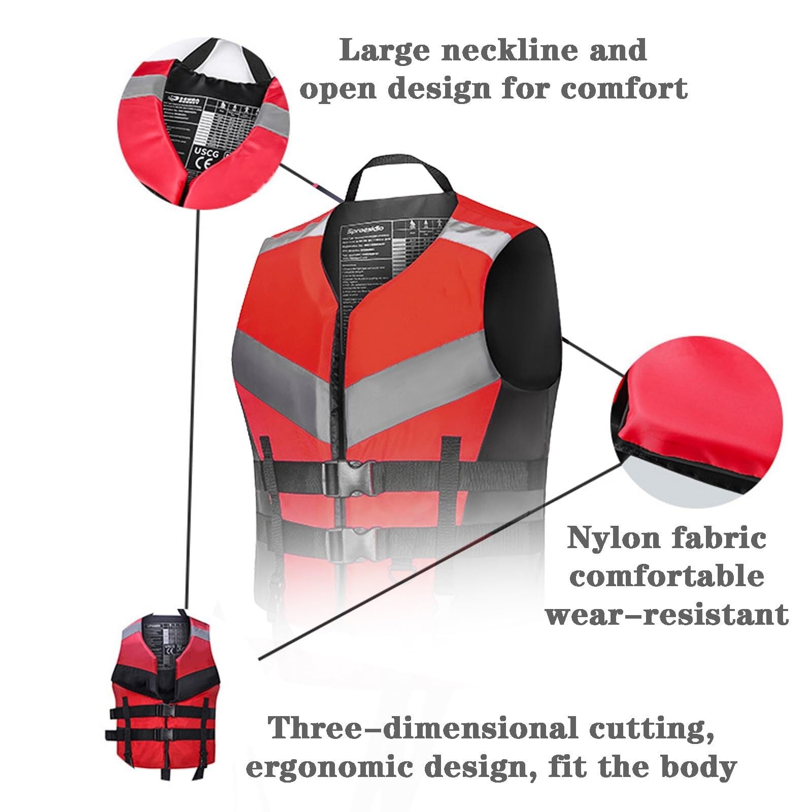 Surfing Vest for Adults Kids Men Women, Adjustable Buoyancy Surfing Vest for Kayaking Boating Fishing Swimming Water Sports, Youth Children Safety Gear for Canoeing Rafting