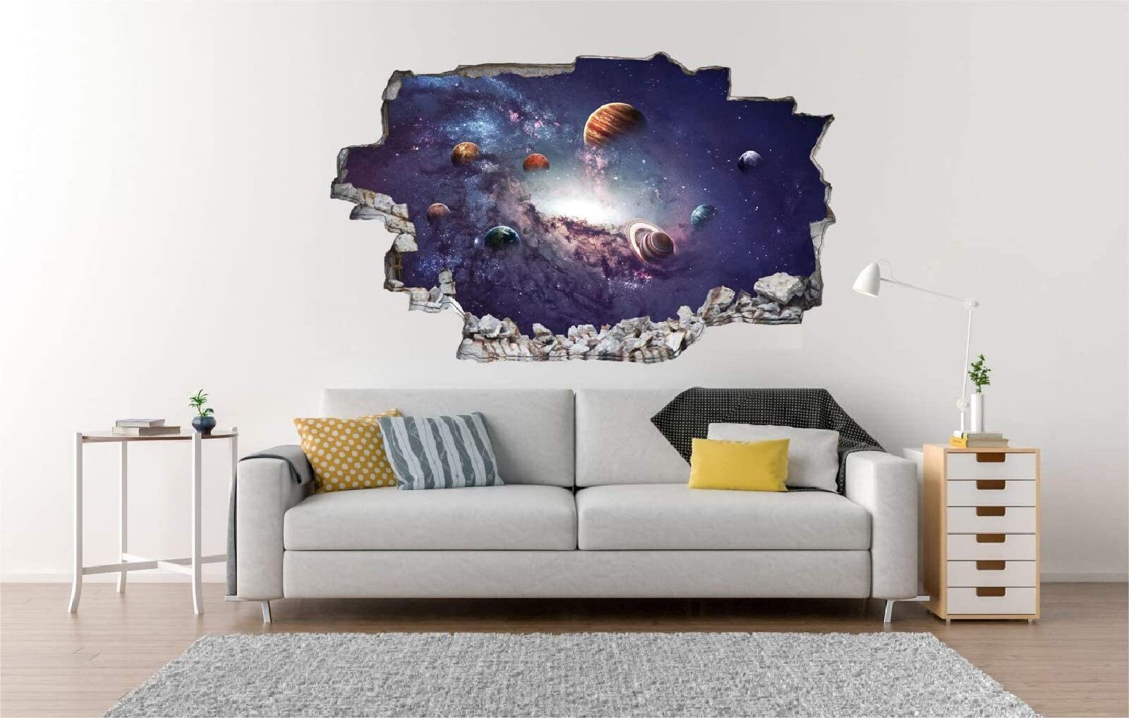 Styl 3D rozbita winylowa naklejka ścienna dzieci dzieci sypialnia kosmos wszechświat dekoracja ścienna 80 x 120 cm