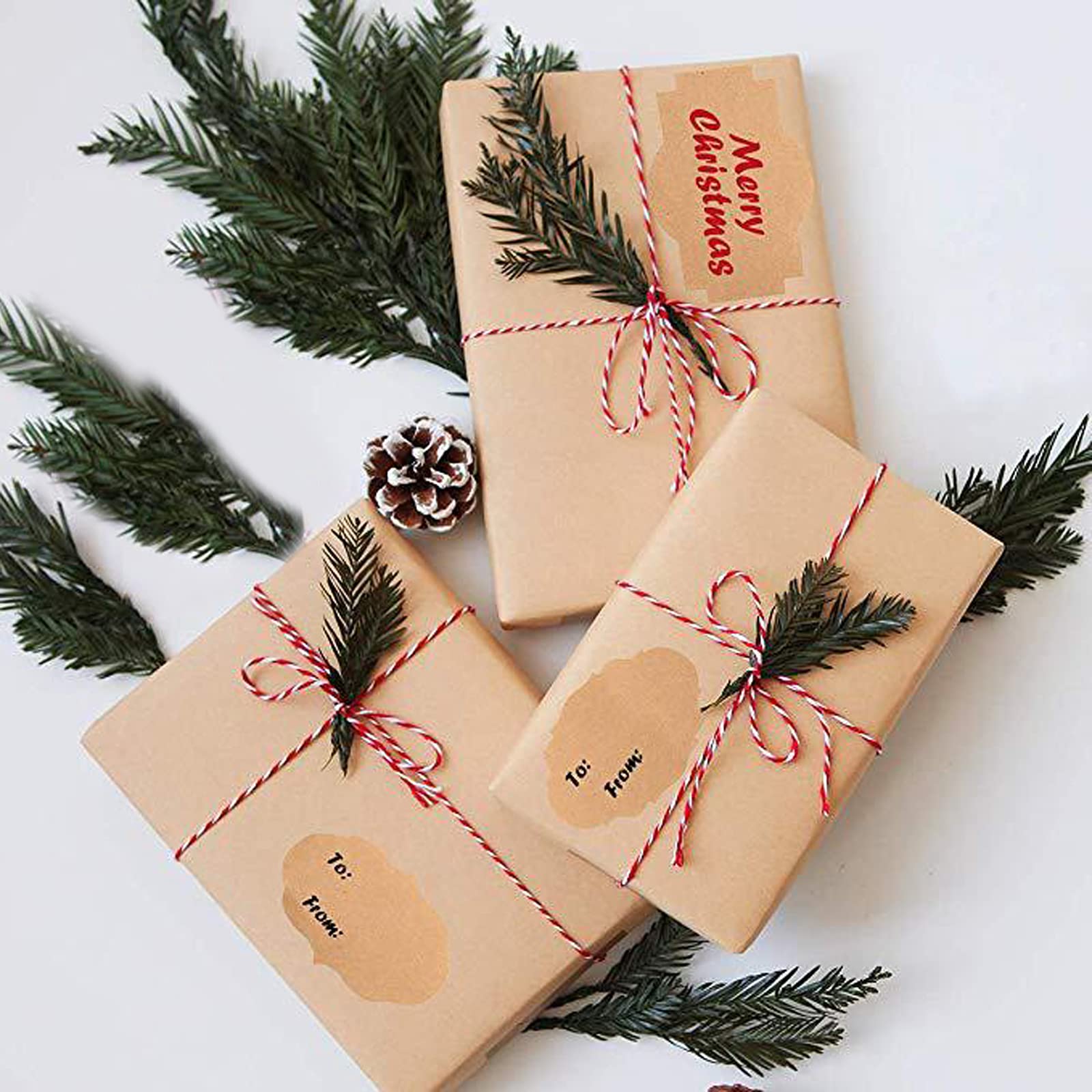 300 Pezzi Autoadesivo Etichette di Carta Kraft, Sticker Tag Etichette, Etichette Adesive di Carta kraft, per Regali di Natale e Halloween, Bottiglie Barattoli Regalo, Alimenti