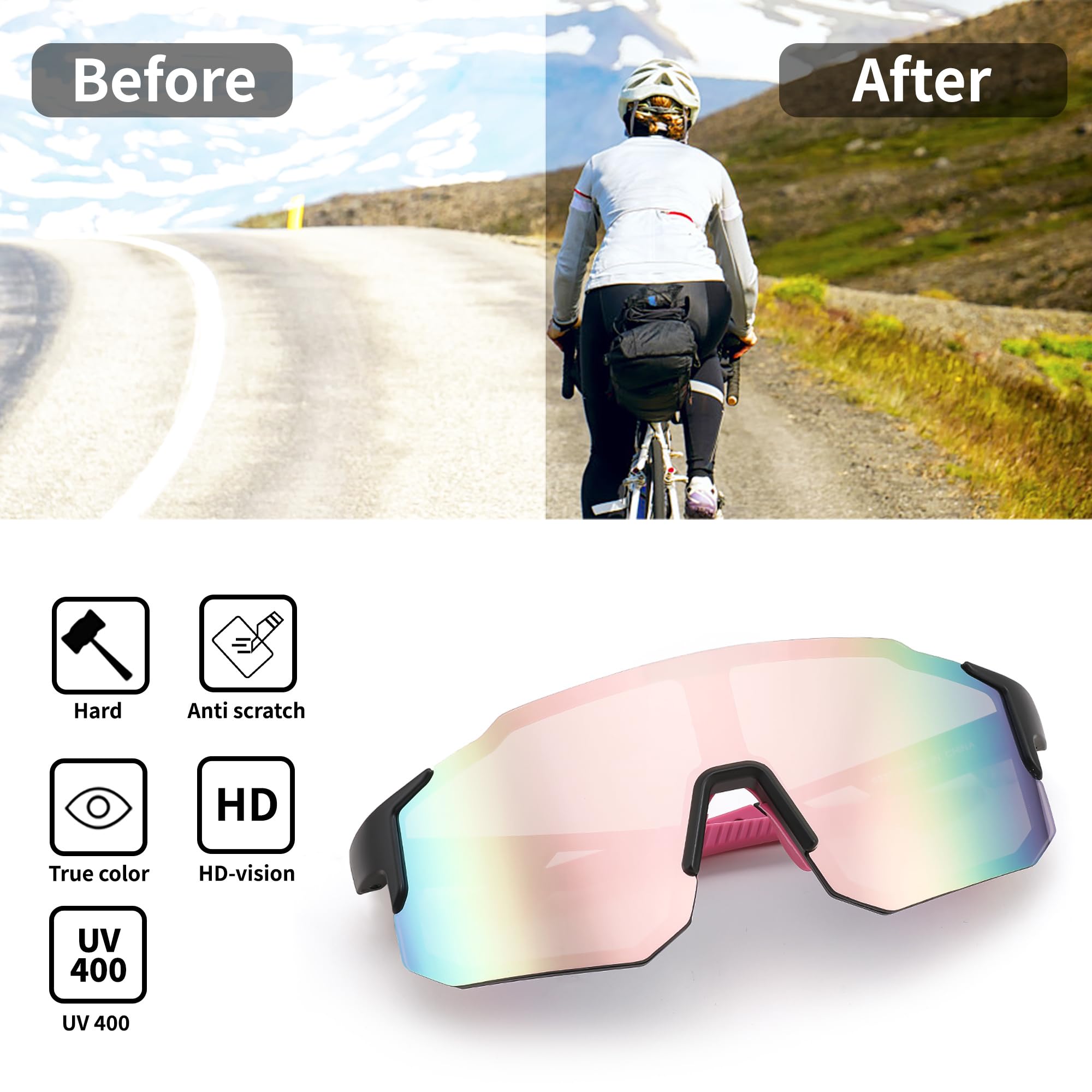 FEISEDY Sports Sunglasses for Men, Women and Teens - Baseball, Biking, Cycling UV400 Protection B2388