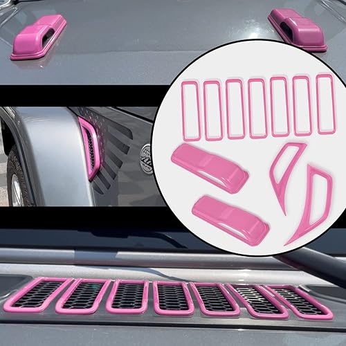 Miniatura 6 de Cubierta de bisagra del capó del motor, cubierta de salida de aire acondicionado lateral y cubierta de ventilación del capó para Jeep Wrangler JL