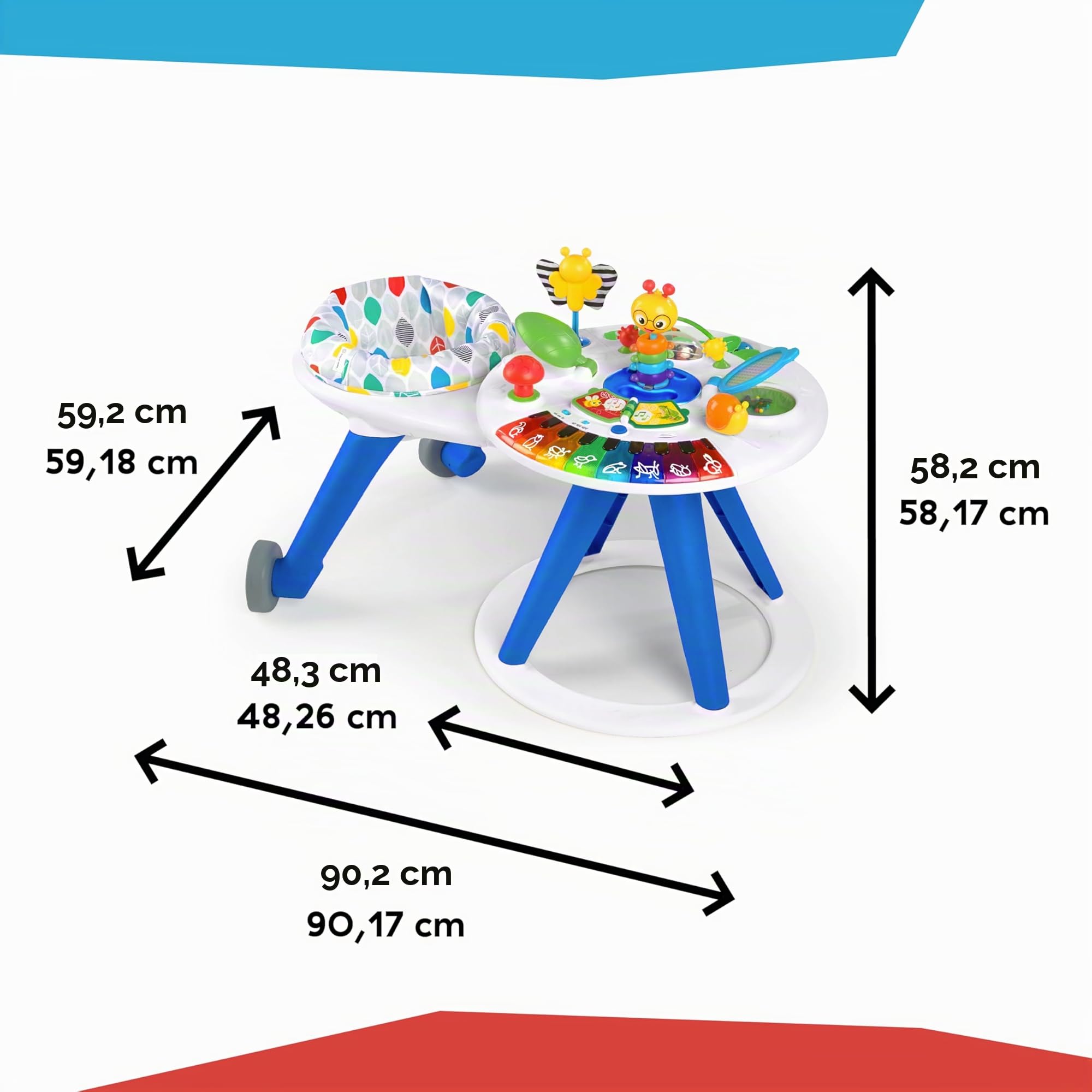 Baby Einstein, Centro y Mesa de Actividades Around We Grow, Andador Evolutivo, Estación de Juguetes Extraíble, Multilingüe, Asiento Gira 360°, Altura Ajustable, a partir de 6 meses