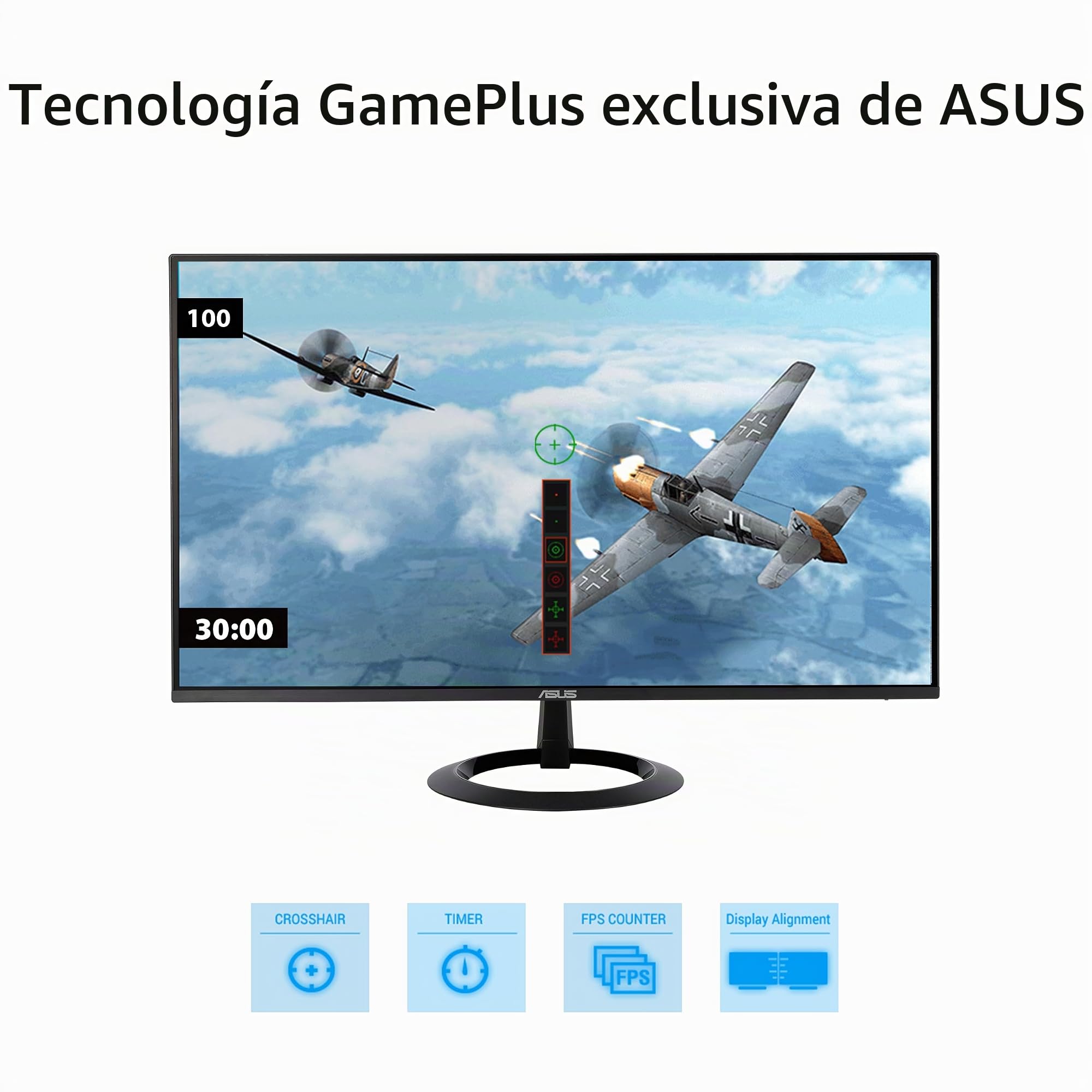 ASUS VZ24EHF Eye Care Monitor Gaming 24 pulgadas (IPS, Full HD, sin marcos, 100 Hz, sincronización adaptativa, 1 ms MPRT, HDMI, baja luz azul, sin parpadeos, montaje en pared)