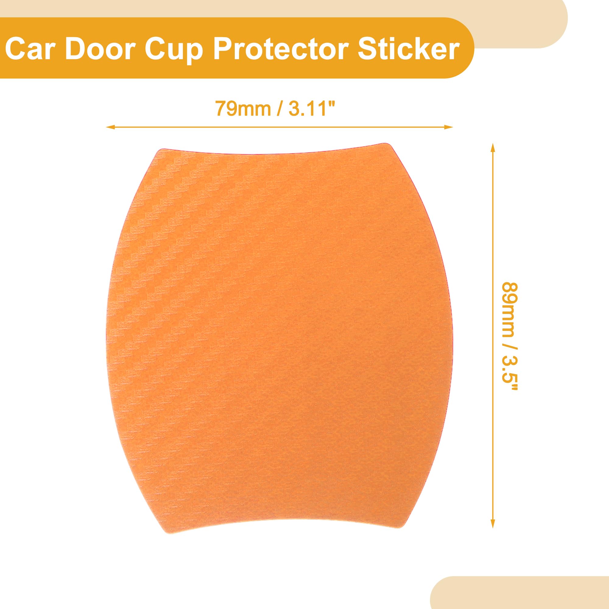 Partuto 4 Pcs 79x89mm Universal 3D Car Door Cup Protector Sticker - Car Auto Door Handle Protective Film Anti-Scratches - Orange