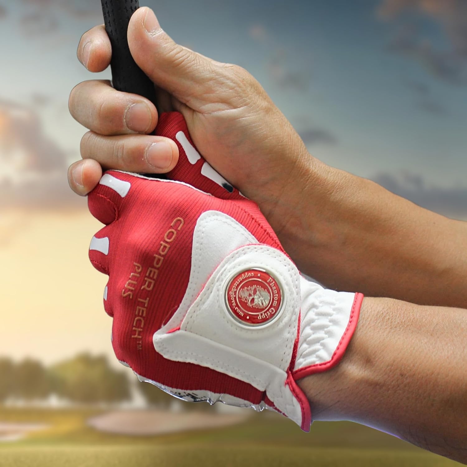 Copper Tech Skeleton Golf Gloves Men Right Handed Golfer or Left Handed Golfer (2nd Gen) | Copper Compression Joint Support with Tacky Grip | Flexible & Comfortable Fit with Premium Leather