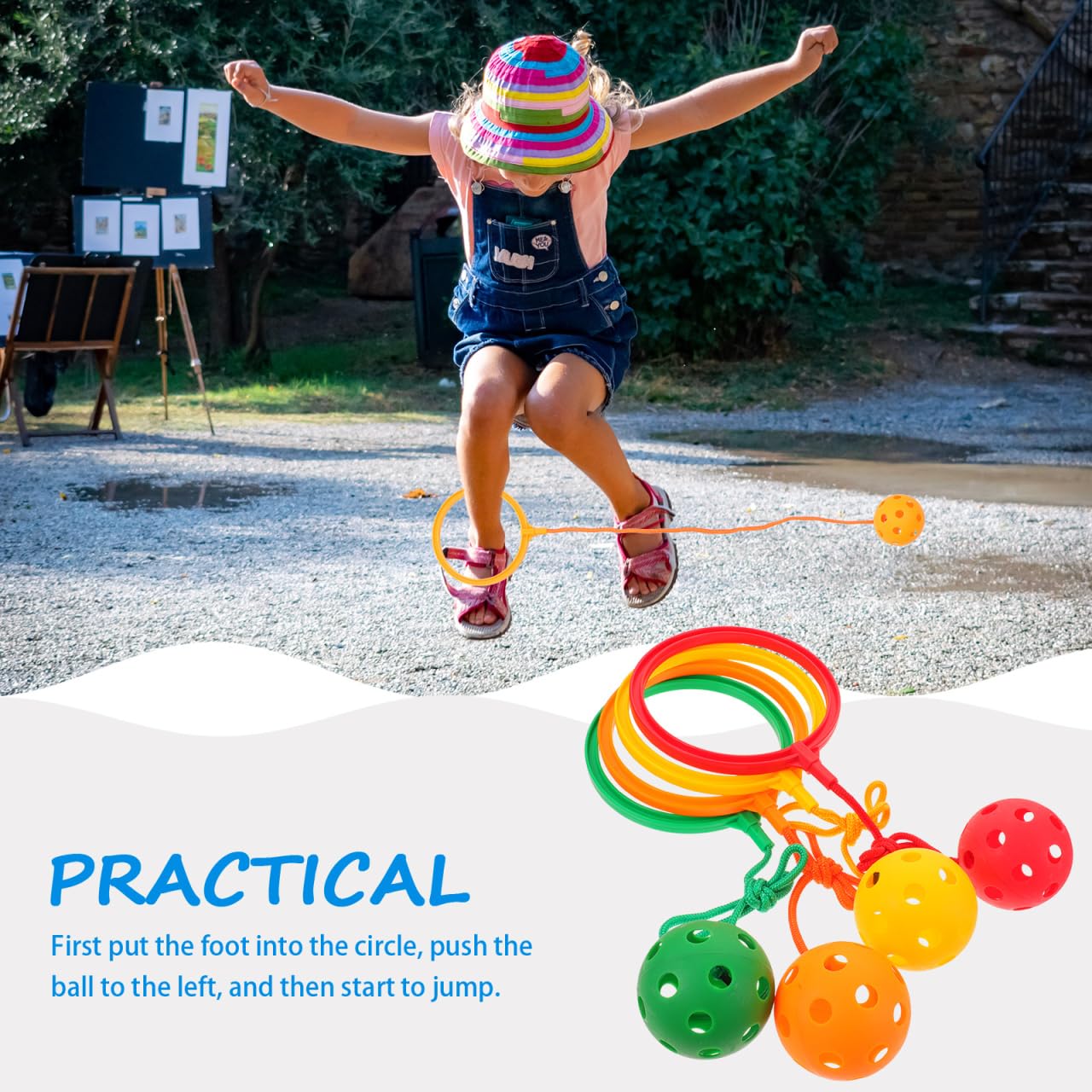 Skip Ball Anneau De Saut Avec Balle Tournante – Jouet De Coordination Et Fitness Pour Enfants – Activité Extérieure
