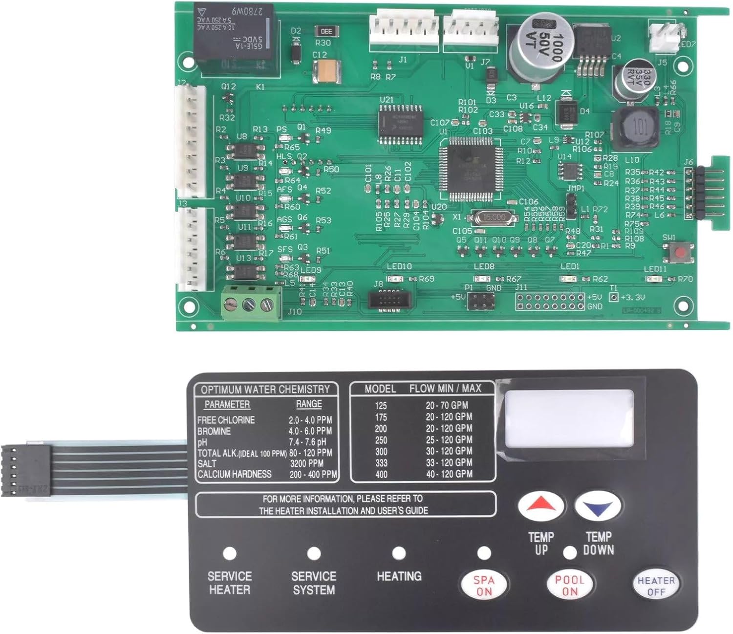 Pool Heater Control Board Kit 42002-0007S with Switch Membrane Pad 472610Z for Pentair MasterTemp Accessory
