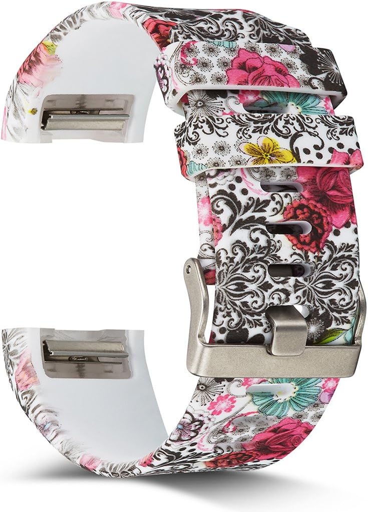 AIWELL Fitbit Charge 2 Bands,Silicone Adjustable Replacement Sport Strap Printed Bands Classic Buckle Fitbit Charge2 HR,Fitbit Charge 2 Accessories Wristbands (Pattern-14, Large)