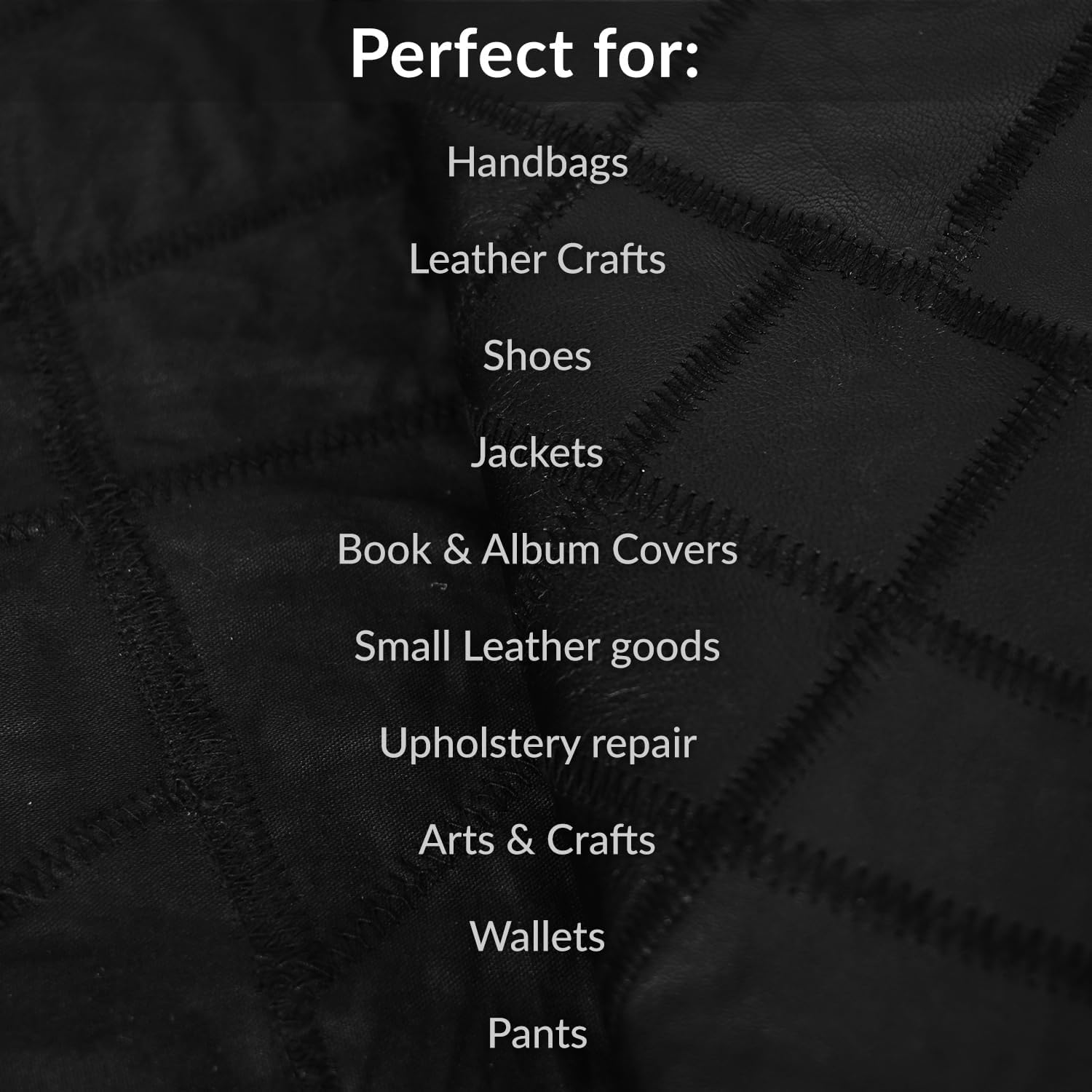 Laverapelle Natural Grain Lambskin PatchLeather Skins (Black, 60 Square Feet)