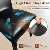 Vista 4 de Fundas de Silla de Cuero para Sillas de Comedor, Juego de 4, Fundas Super Elásticas Impermeables para Sillas de Cocina, Fundas de Silla de Comedor