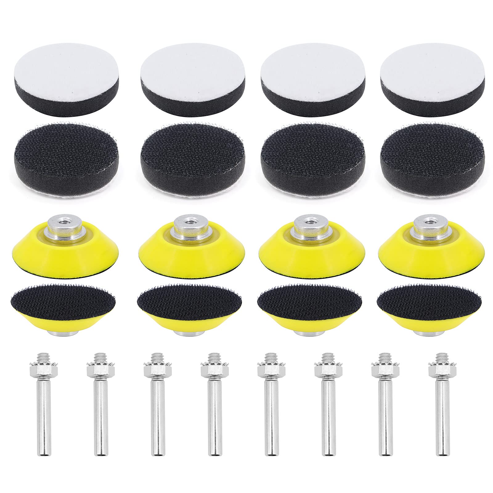 8 Pcs 2 Pulgada 50mm Plato de Lija 1/4 Pulgada Placa de Papel de Lija Plato de Pulido, con 8 pcs de Almohadilla de Repuesto Almohadilla de Amortiguación de Capa de Espuma Suave